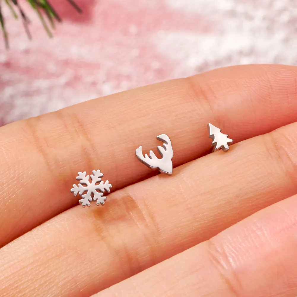 20G Christmas Tree/Snowflake/Reindeer Nose Screw Stud