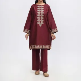 2PC- Embroidered Cambric Suit PW9056