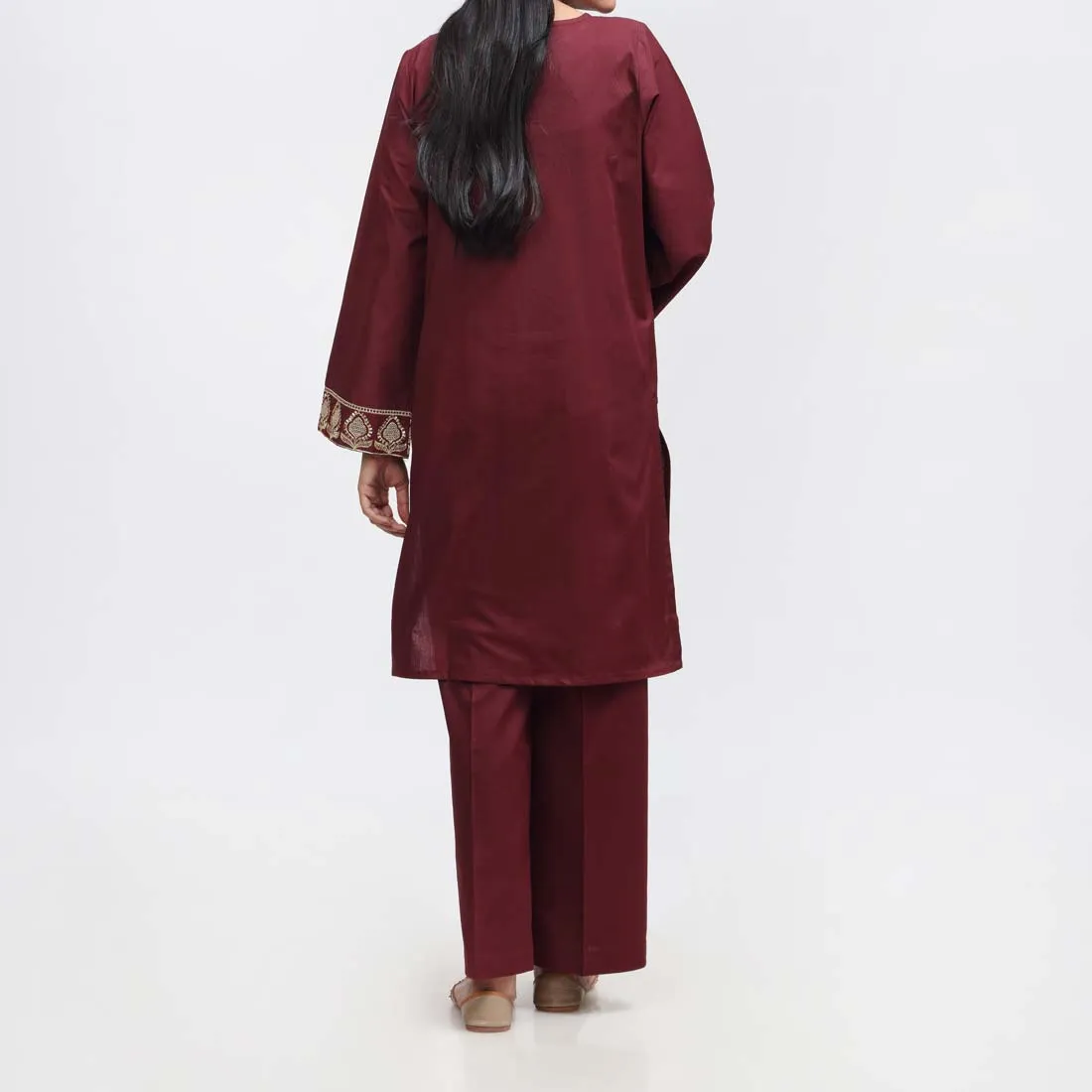 2PC- Embroidered Cambric Suit PW9056