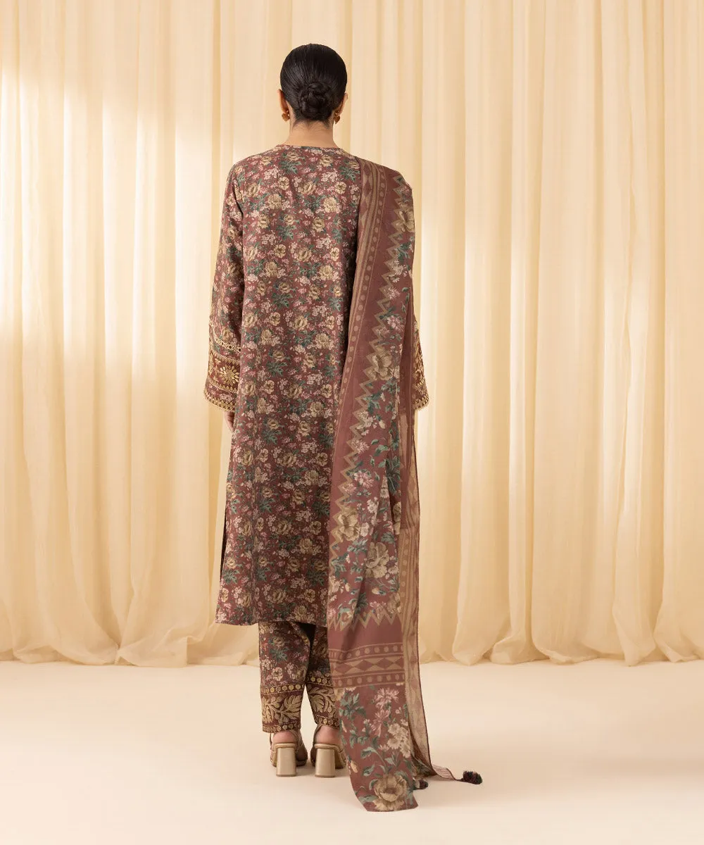 3 Piece -  Embroidered Cotton Viscose Suit