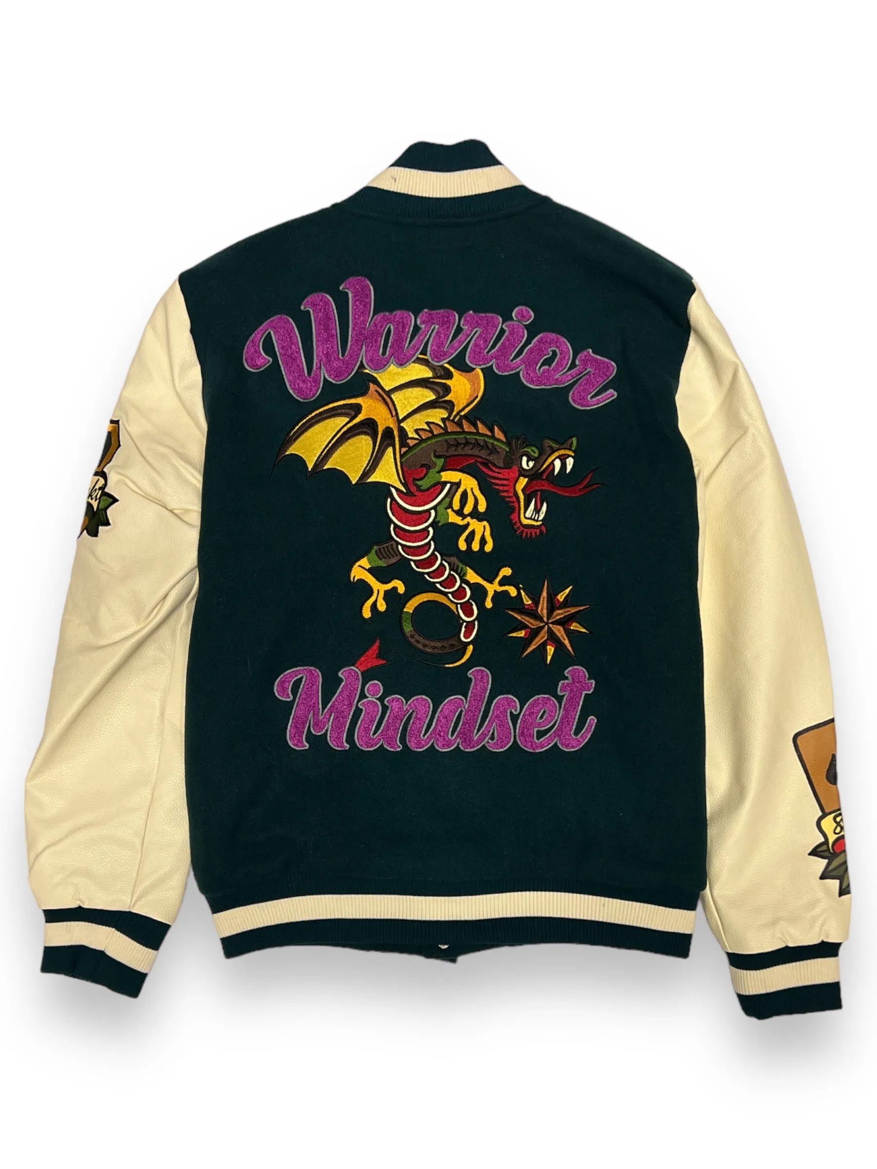 8IGHTH/DSTRKT 'Warrior Mindset' Varsity Jacket In Dark Green