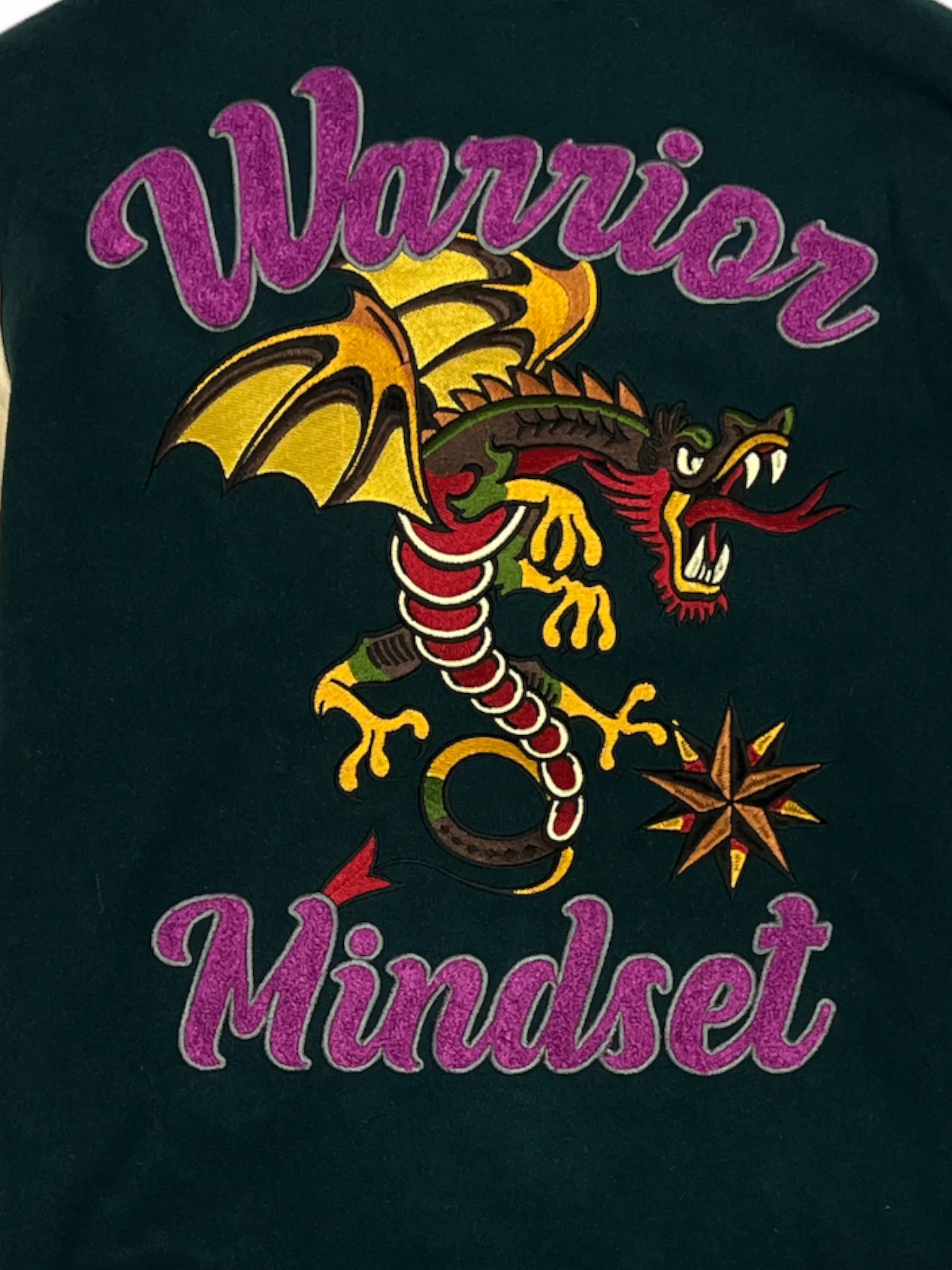 8IGHTH/DSTRKT 'Warrior Mindset' Varsity Jacket In Dark Green