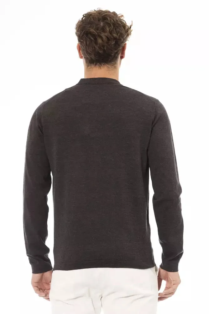 Alpha Studio Brown Cotton Men Men's Sweater