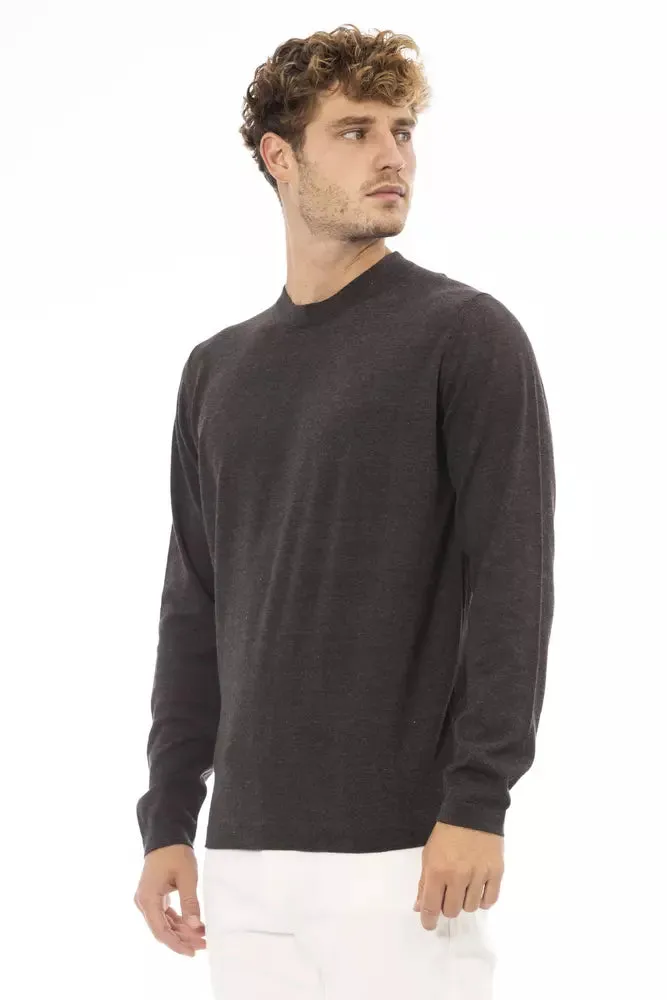 Alpha Studio Brown Cotton Men Men's Sweater