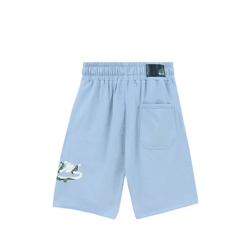 AMIRI Letter Logo Embroidery Shorts Blue