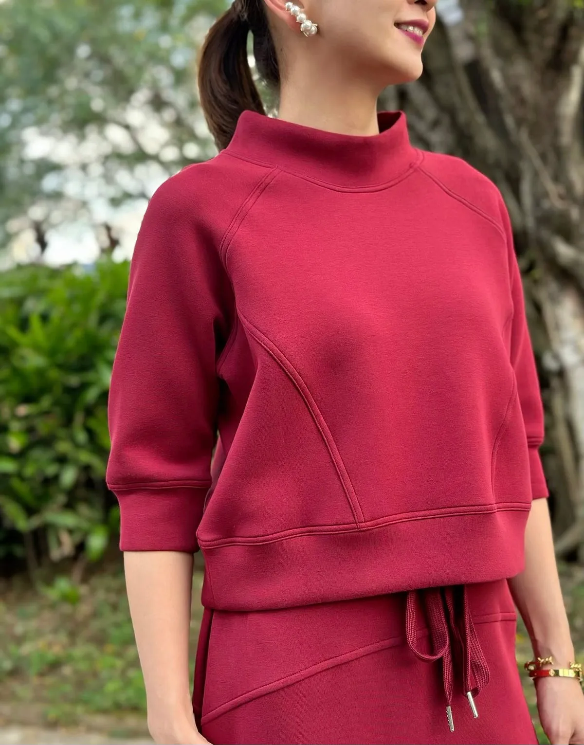 Anniston Crop in Maroon