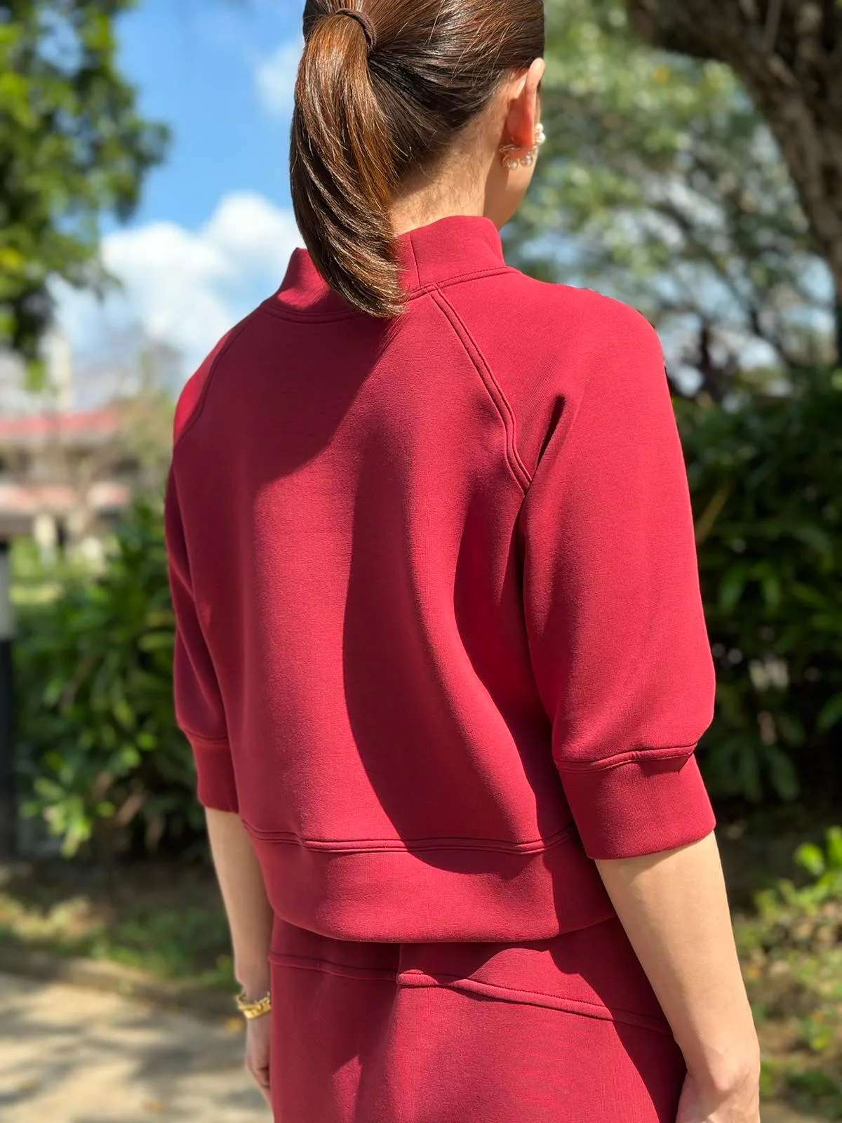 Anniston Crop in Maroon
