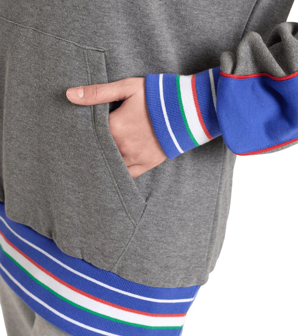 Arena Unisex Pullover Hoodie Dark Grey Heather/Royal