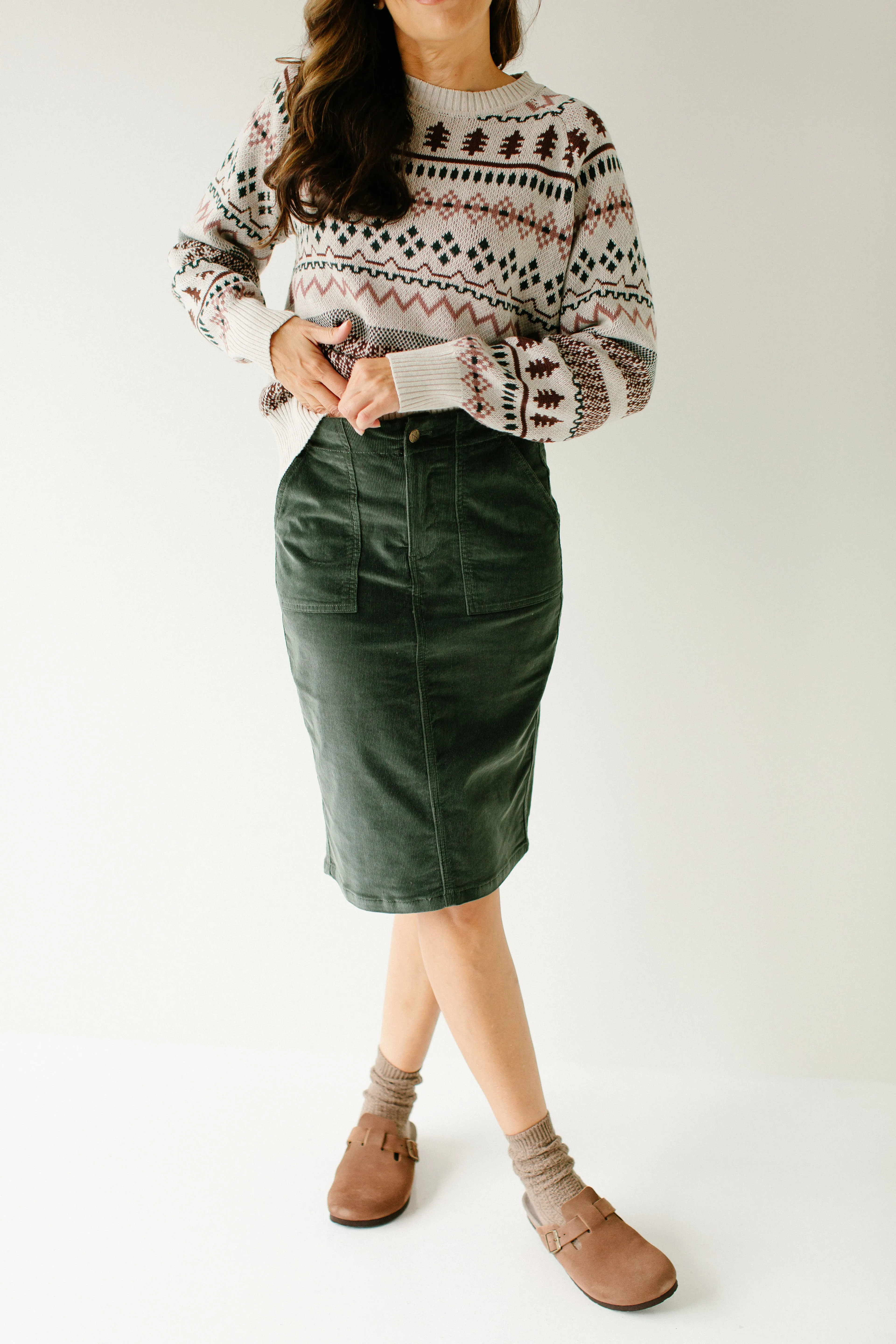 'Autumn' Corduroy Knee Length Skirt