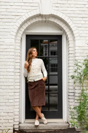 'Autumn' Corduroy Knee Length Skirt