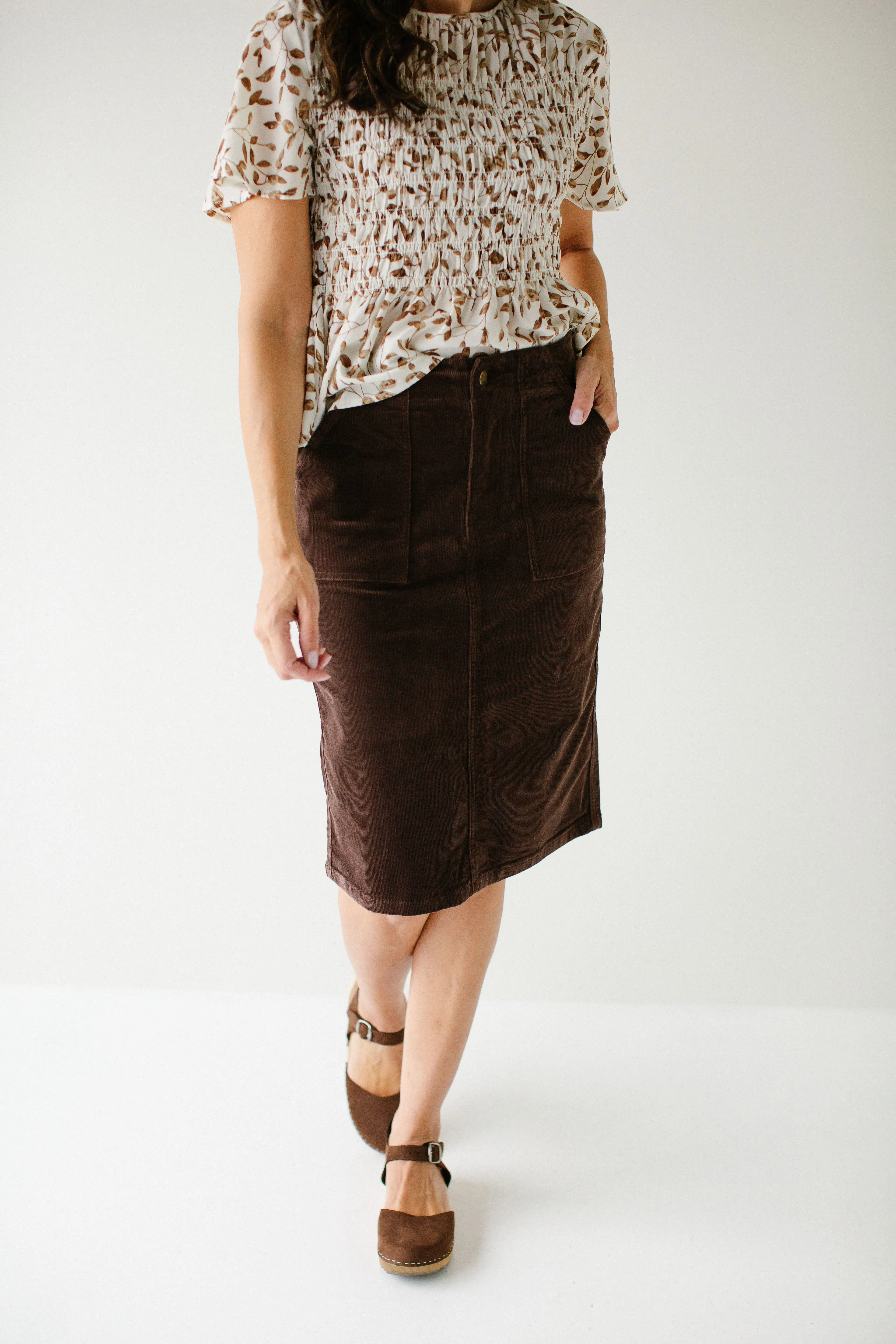 'Autumn' Corduroy Knee Length Skirt