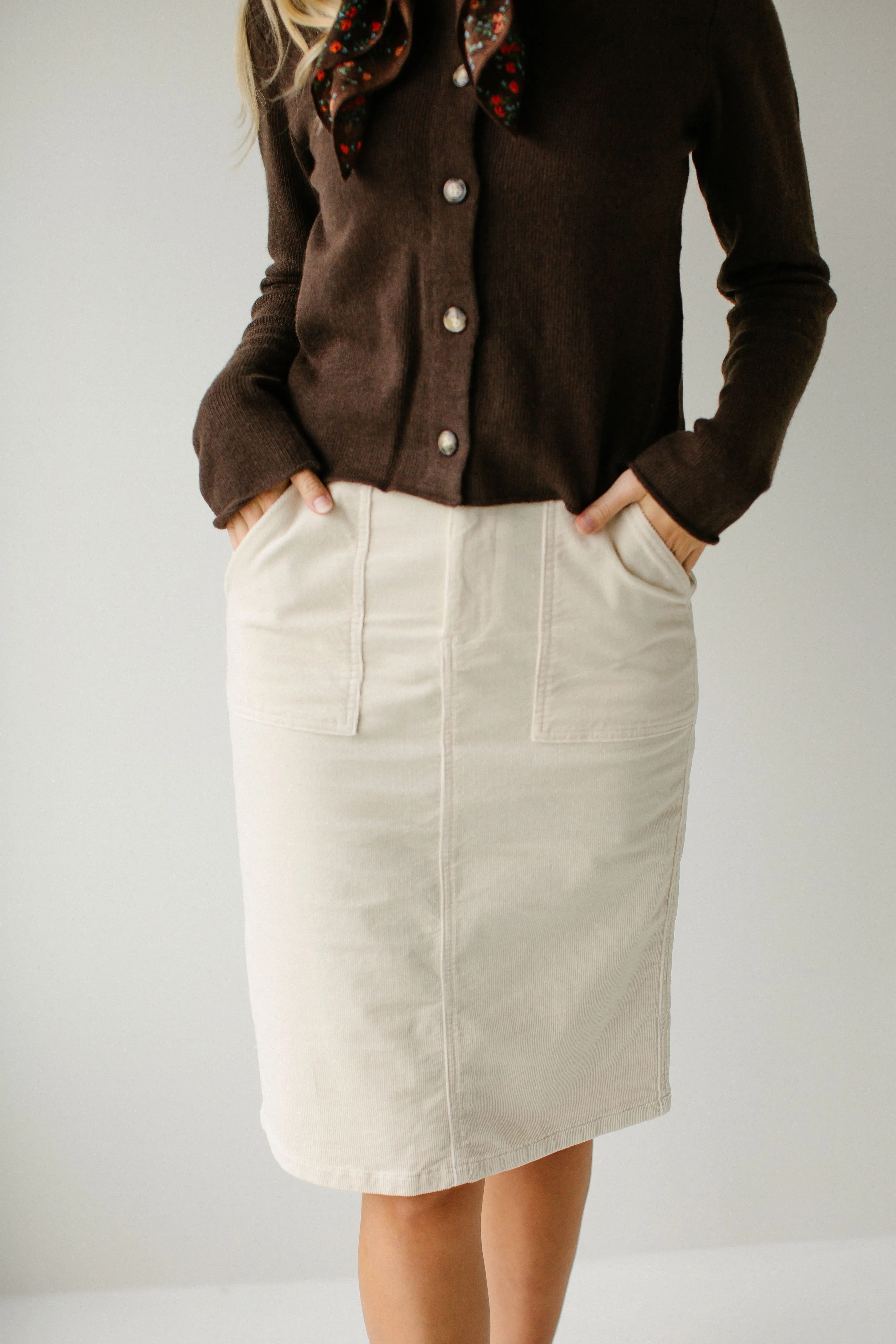 'Autumn' Corduroy Knee Length Skirt