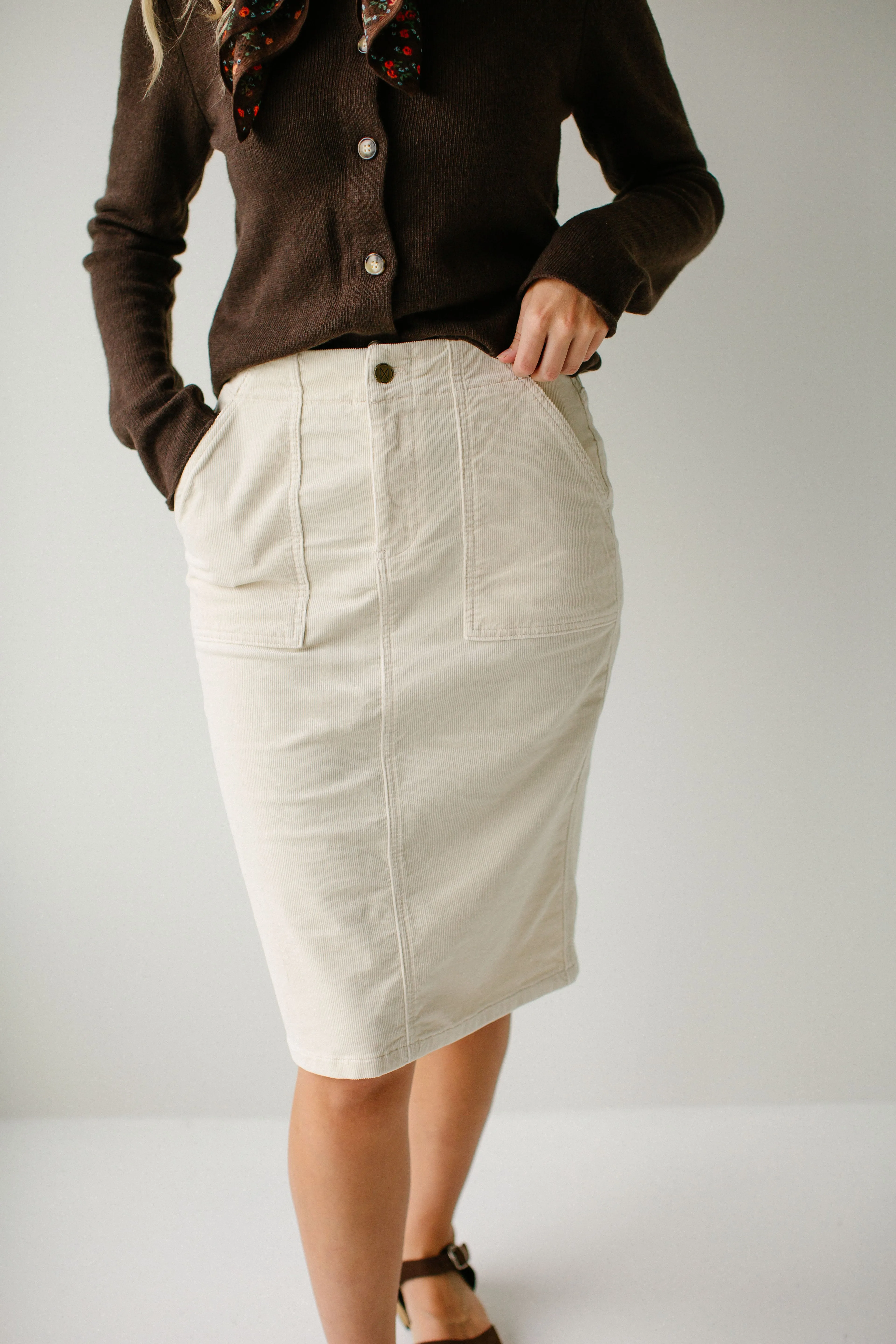 'Autumn' Corduroy Knee Length Skirt
