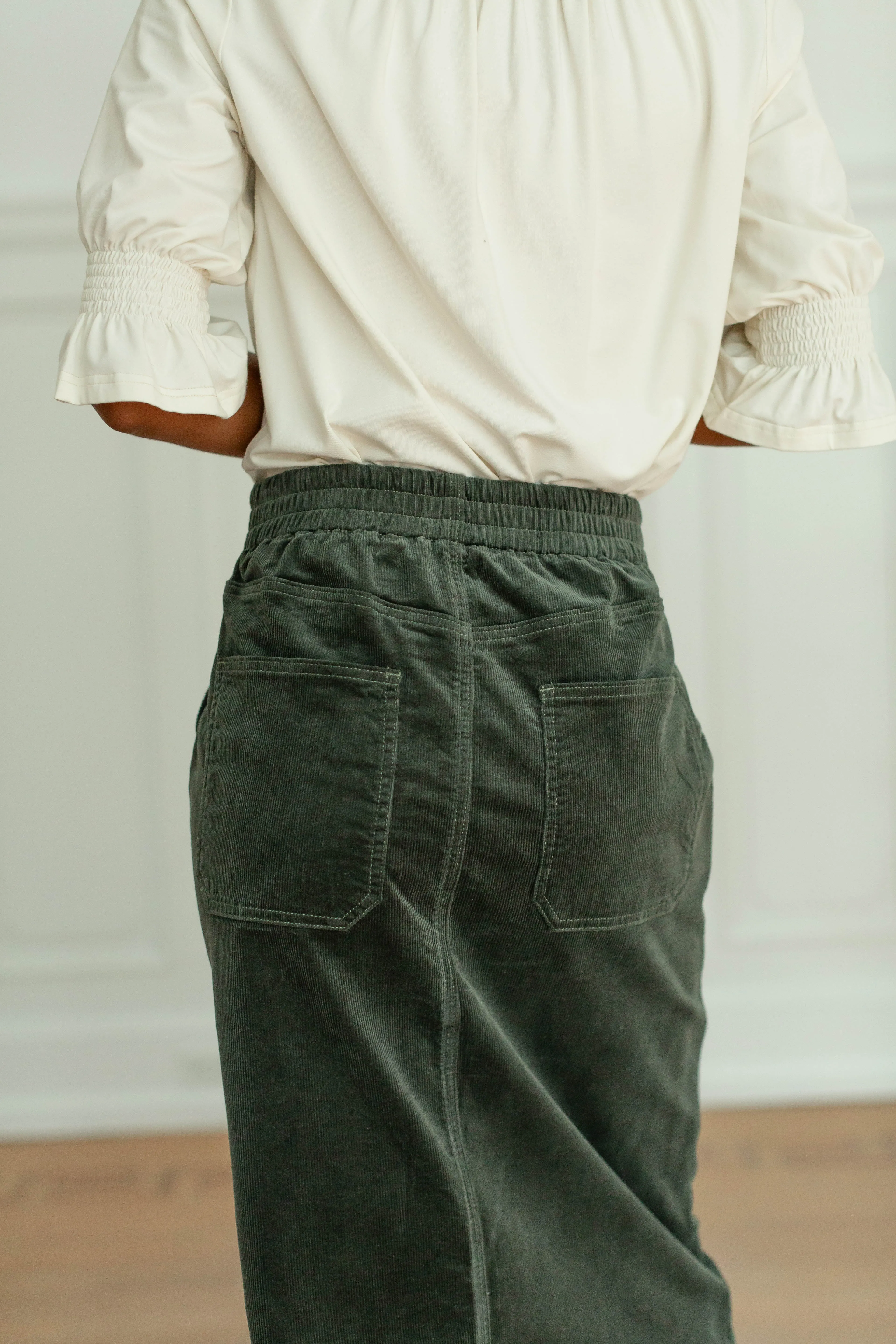 'Autumn' Corduroy Knee Length Skirt