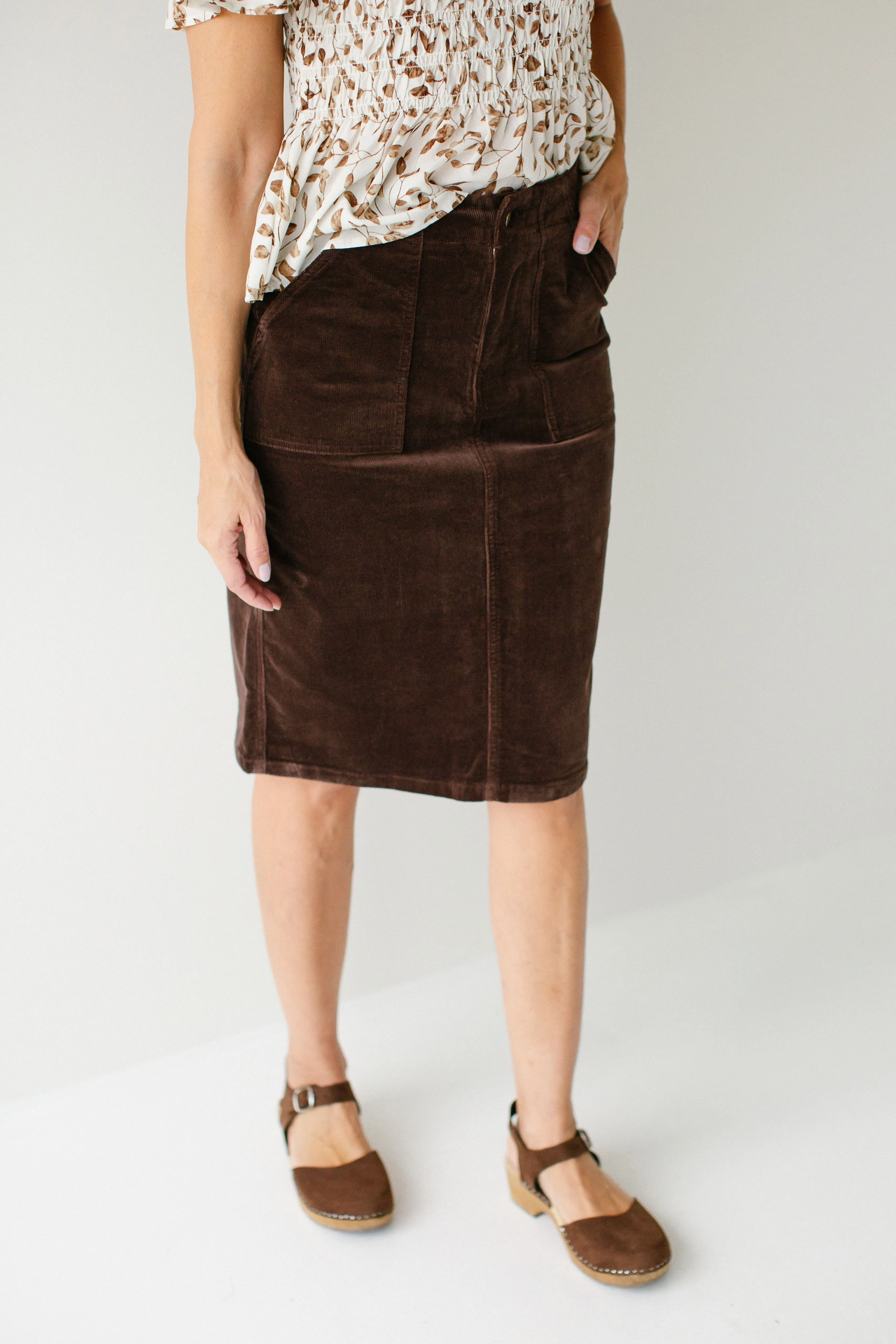 'Autumn' Corduroy Knee Length Skirt