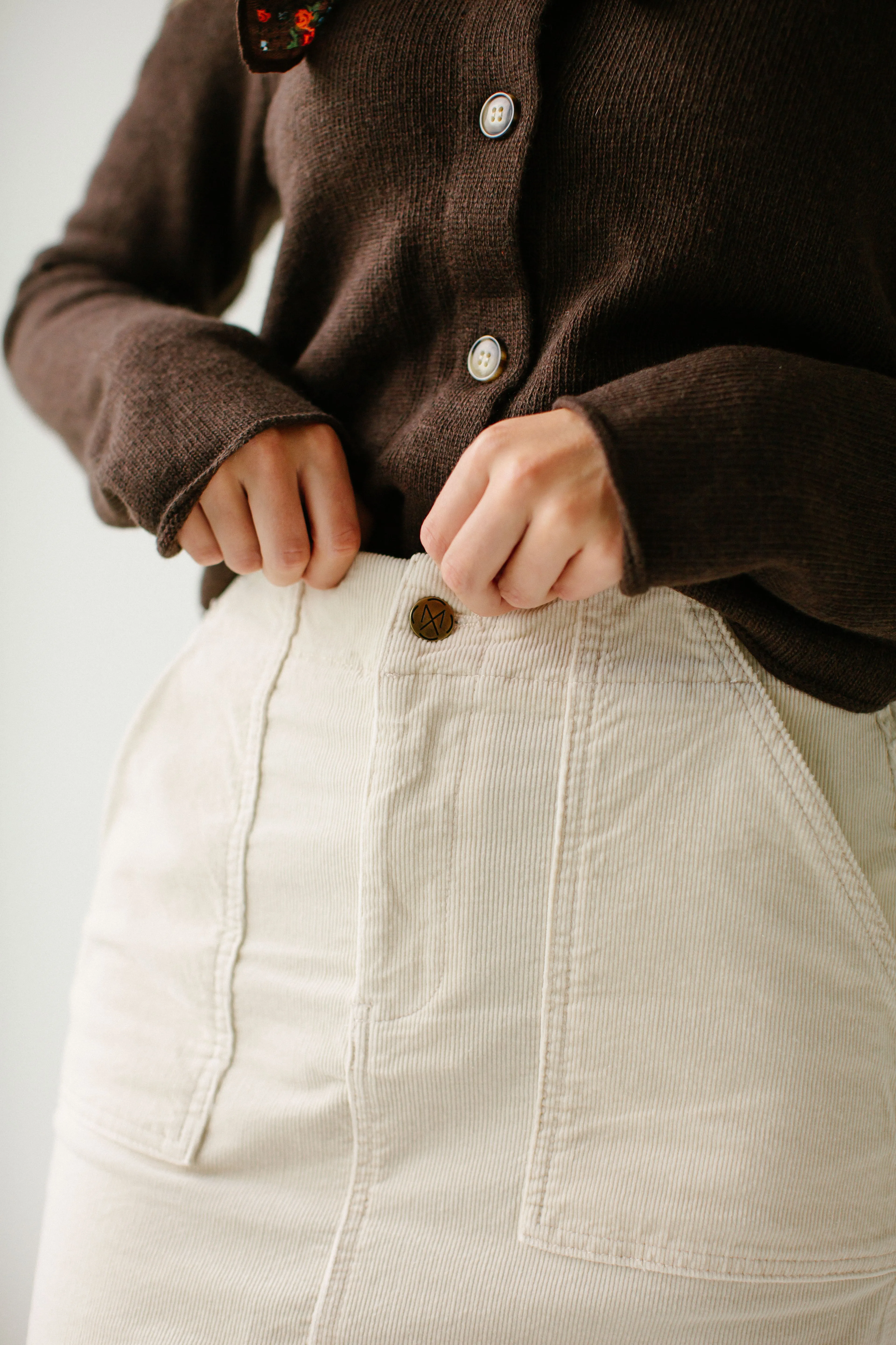 'Autumn' Corduroy Knee Length Skirt
