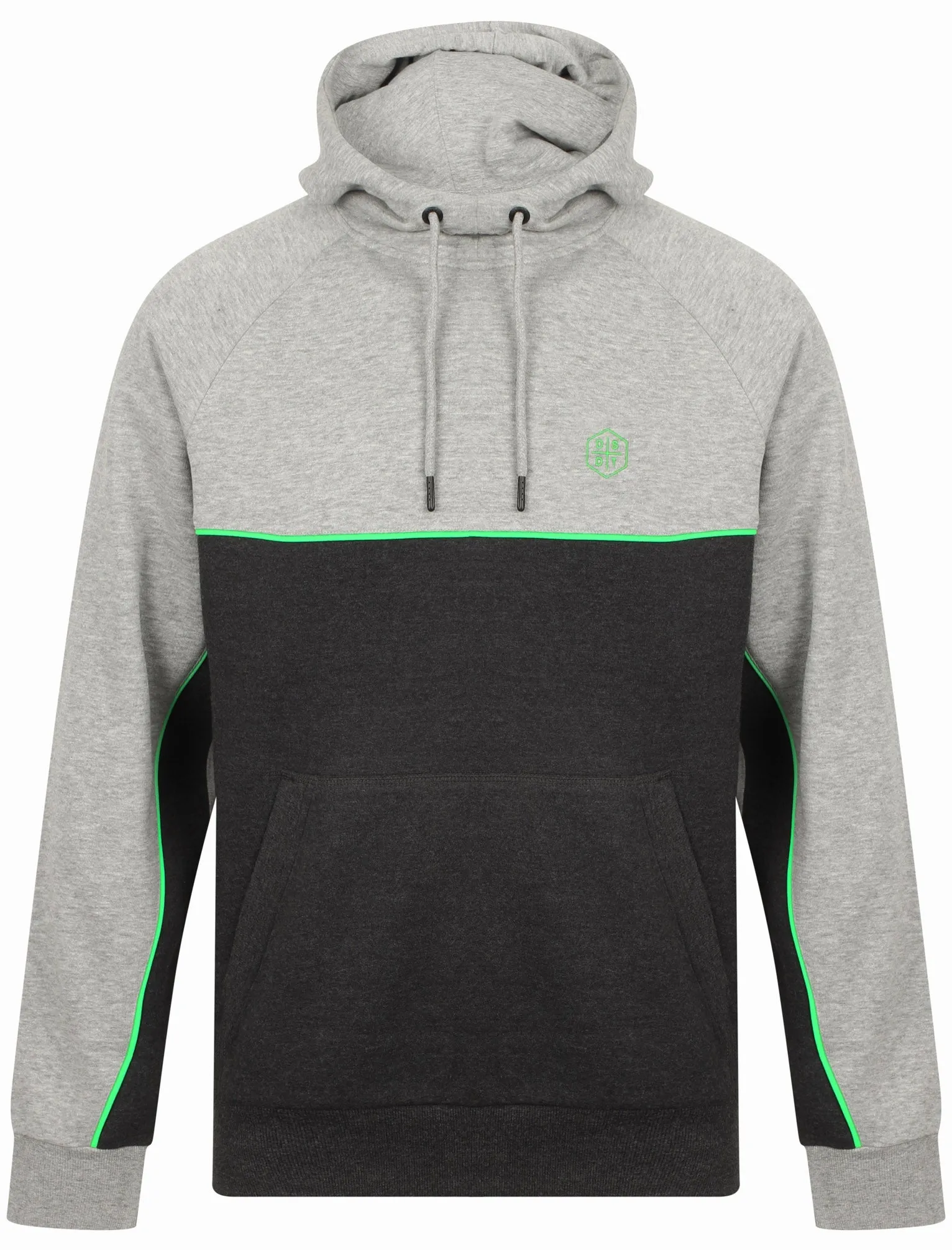 Ban Colour Block Brush Back Fleece Pullover Hoodie In Charcoal Marl - Dissident