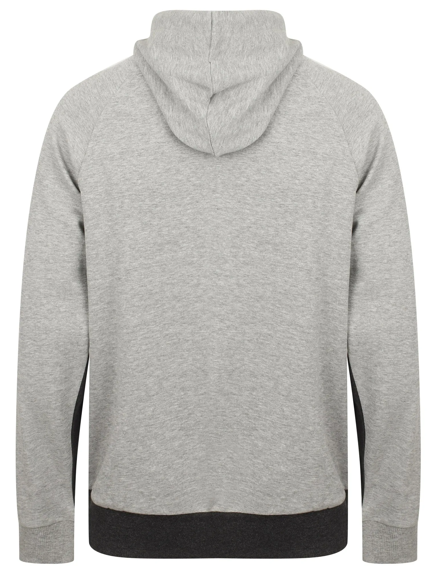 Ban Colour Block Brush Back Fleece Pullover Hoodie In Charcoal Marl - Dissident
