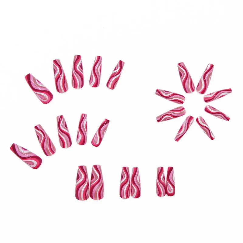 BerriesJam - 2024Pink & White Wave Wearing Nail