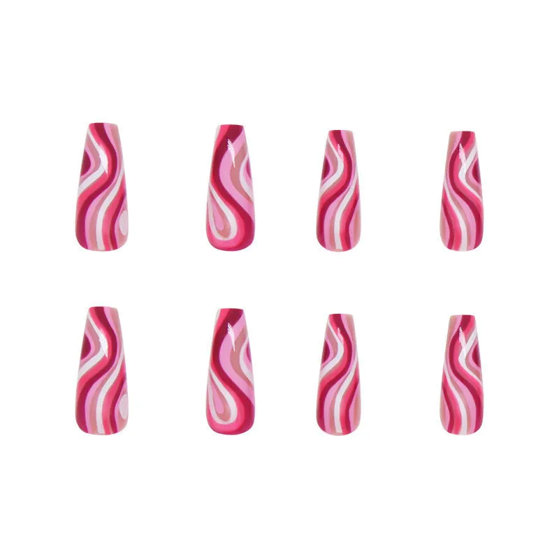 BerriesJam - 2024Pink & White Wave Wearing Nail