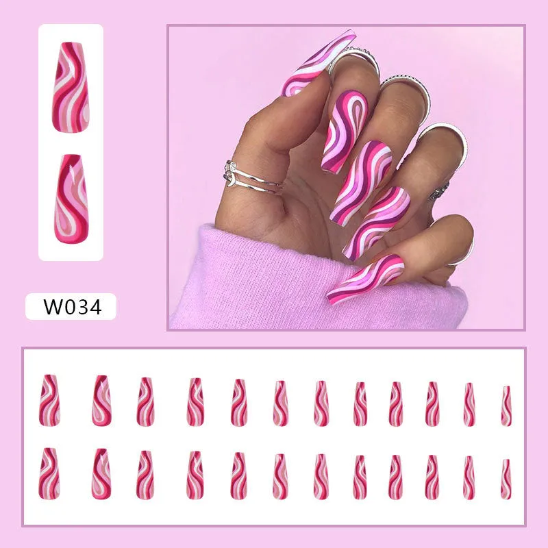 BerriesJam - 2024Pink & White Wave Wearing Nail