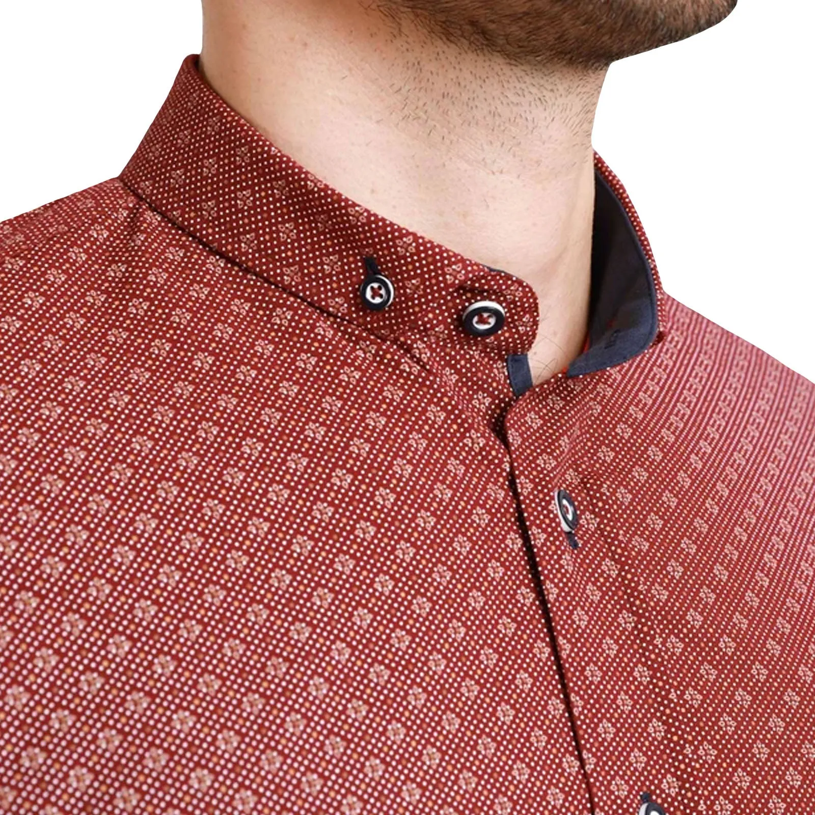 Bewley Ritch Mens Bushell Big Tall Geo Print Shirt - Burgundy