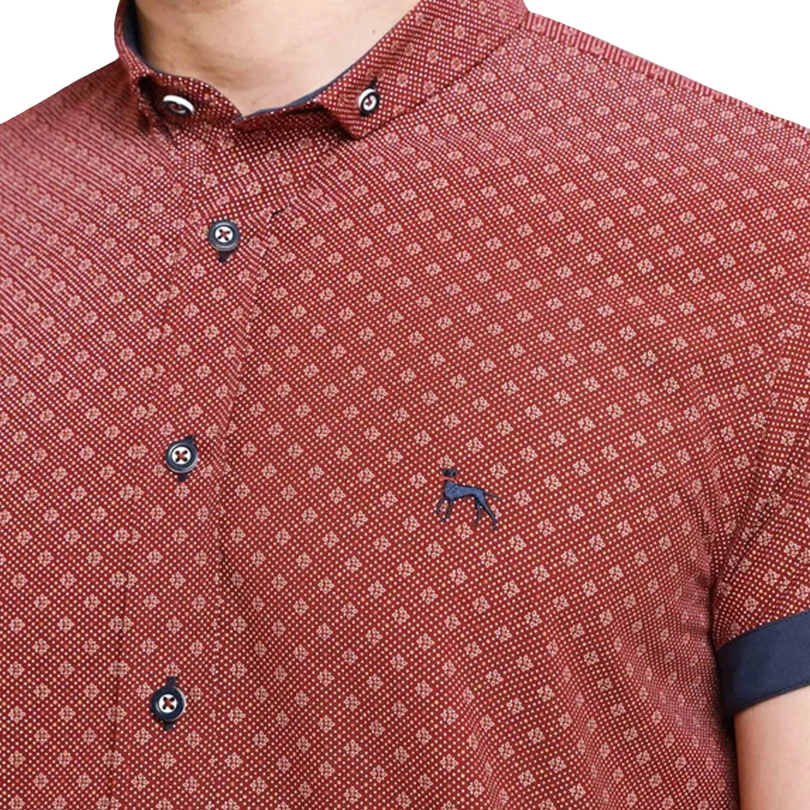 Bewley Ritch Mens Bushell Big Tall Geo Print Shirt - Burgundy