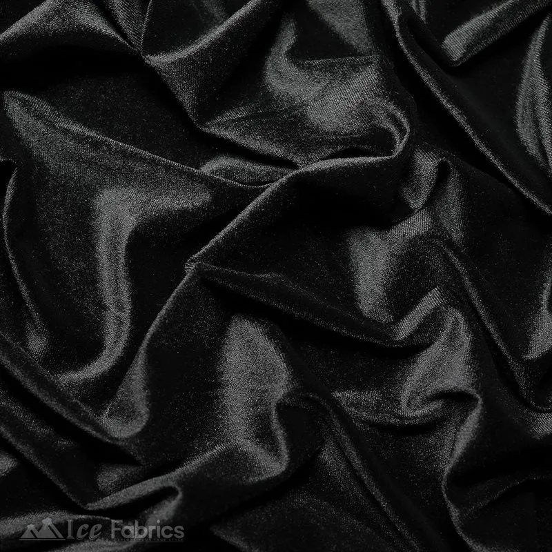 Black Stretch Velvet Fabric Soft and Smooth