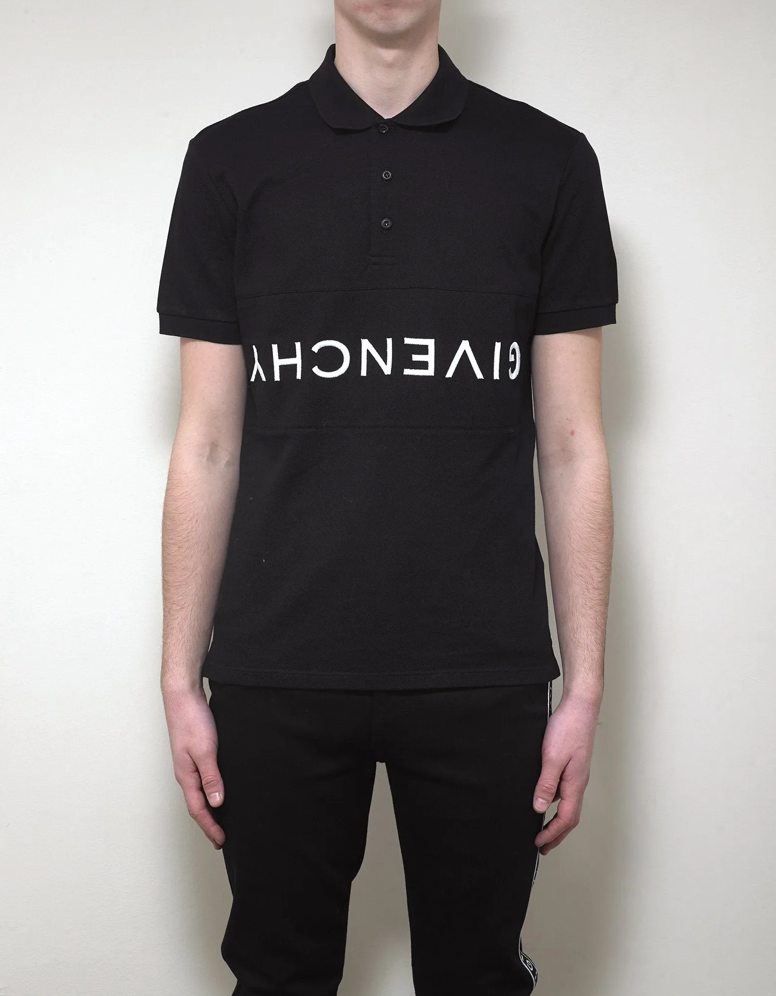 Black Upside Down Logo Polo T-Shirt