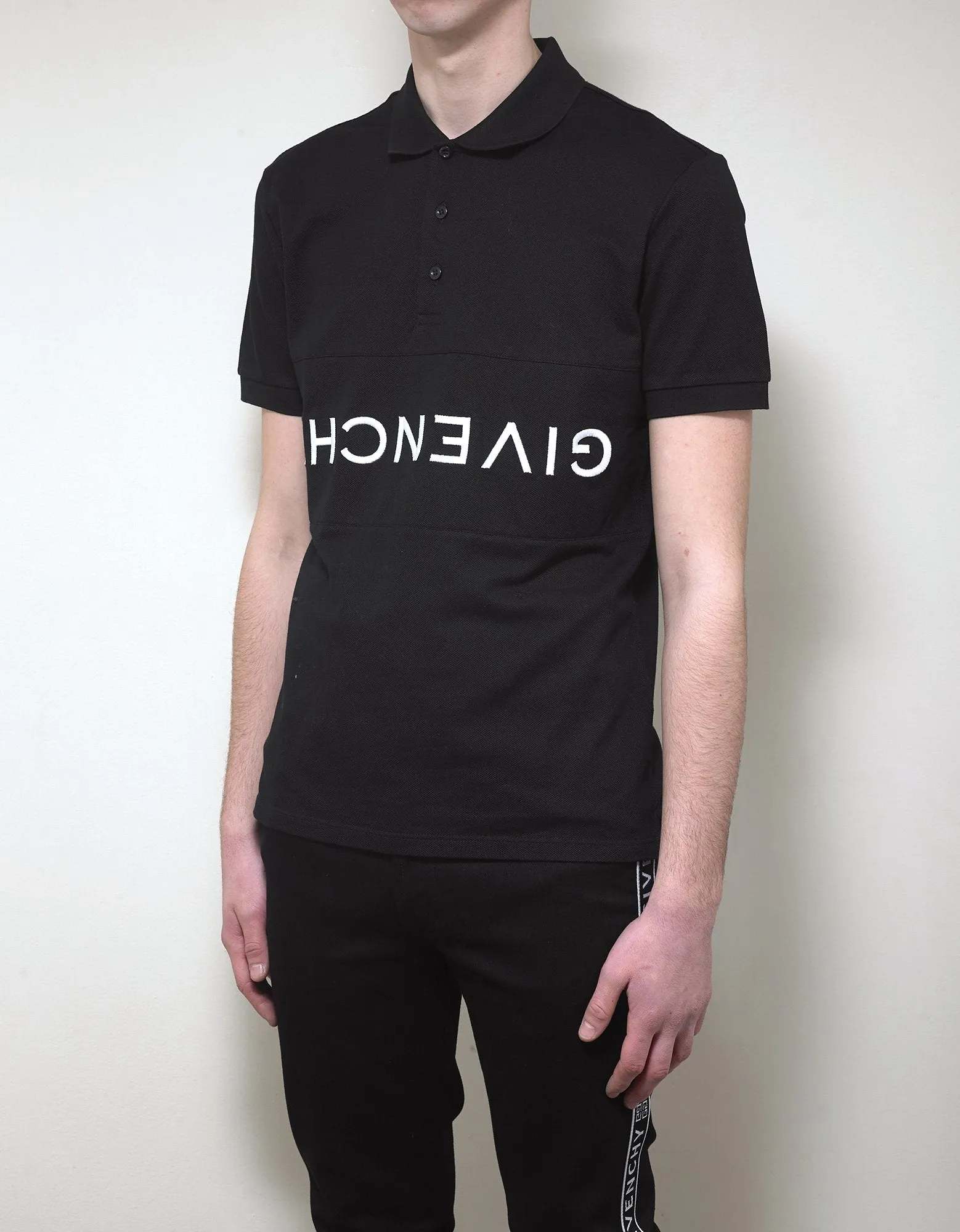 Black Upside Down Logo Polo T-Shirt
