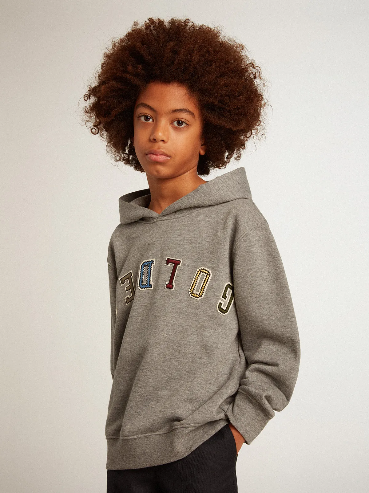 Boys’ gray cotton hooded sweatshirt
