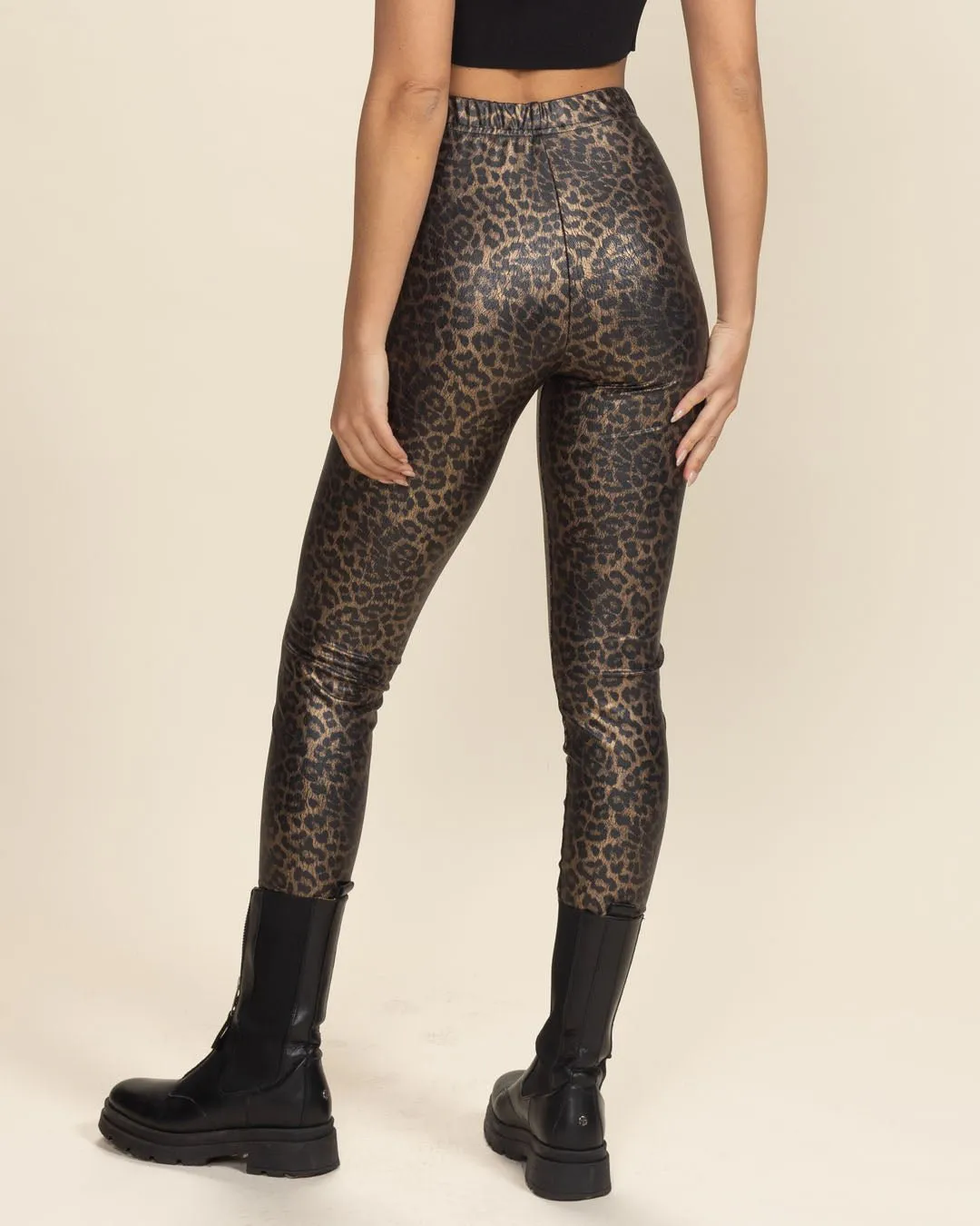 Bronze Leopard Metallic Leggings | Women's