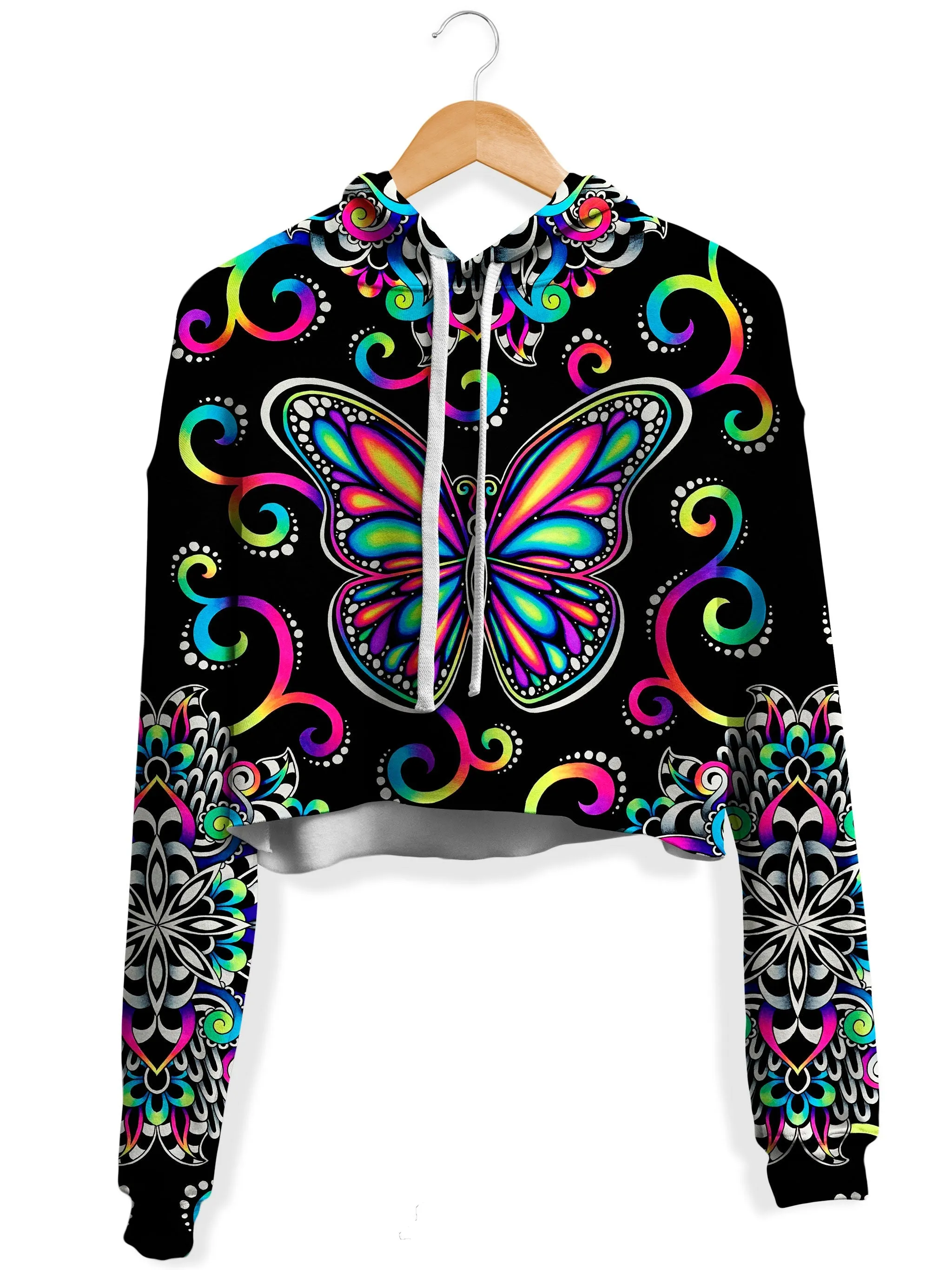 Butterfly Vibez Fleece Crop Hoodie