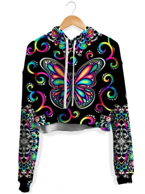 Butterfly Vibez Fleece Crop Hoodie
