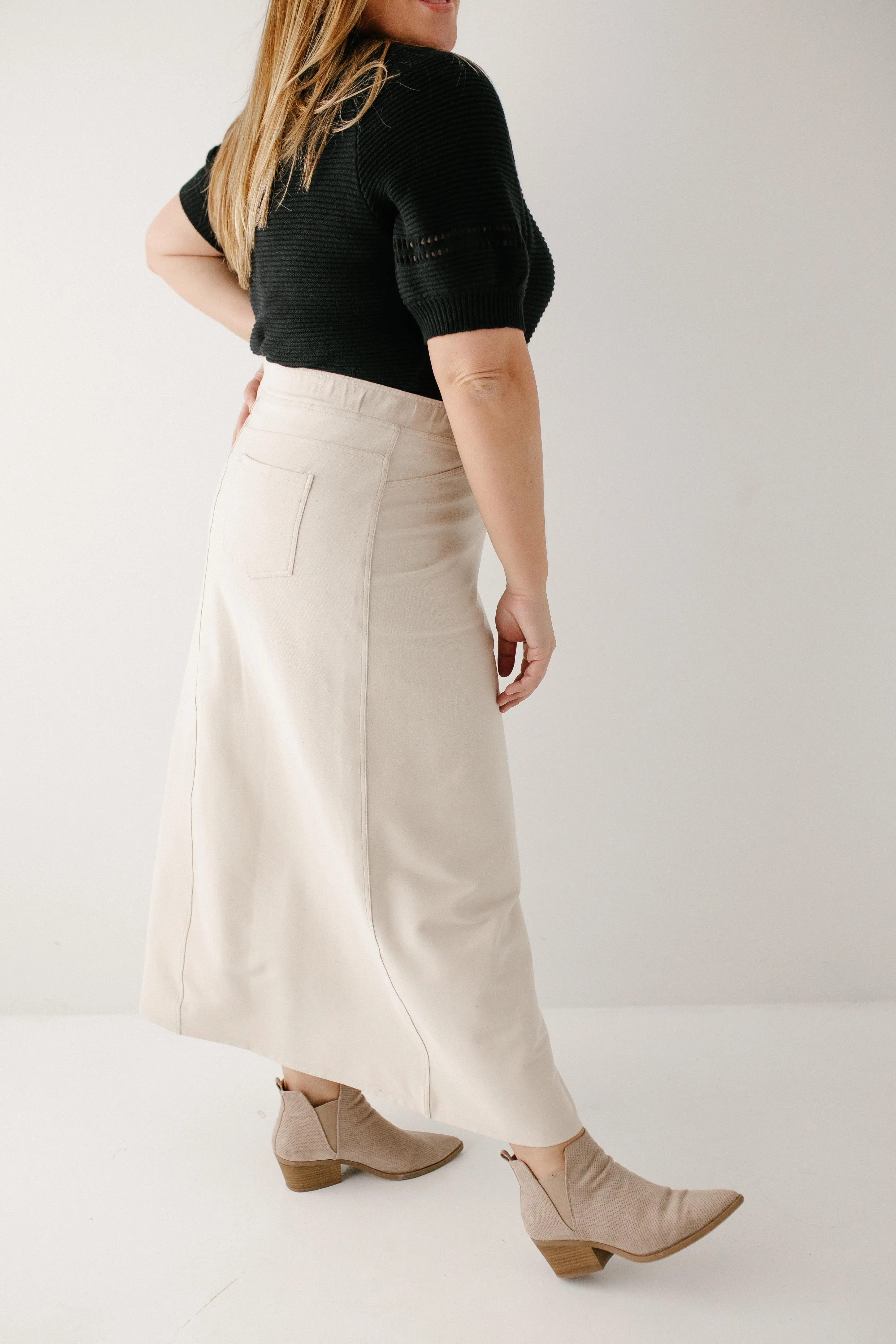 'Caroline' Long Knit Denim Skirt