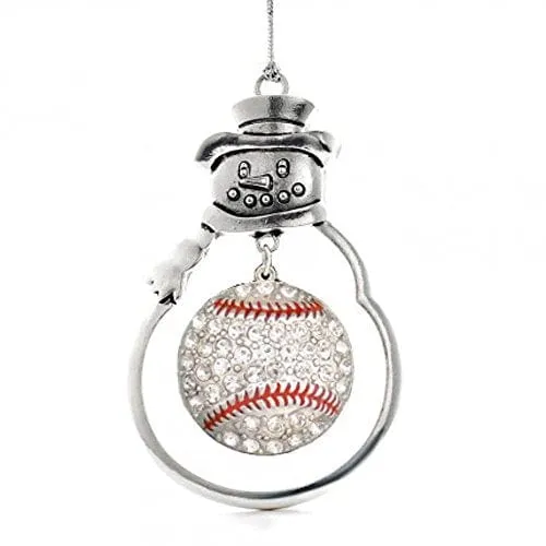Christmas Baseball Ornament with Crystal Baseball Charm