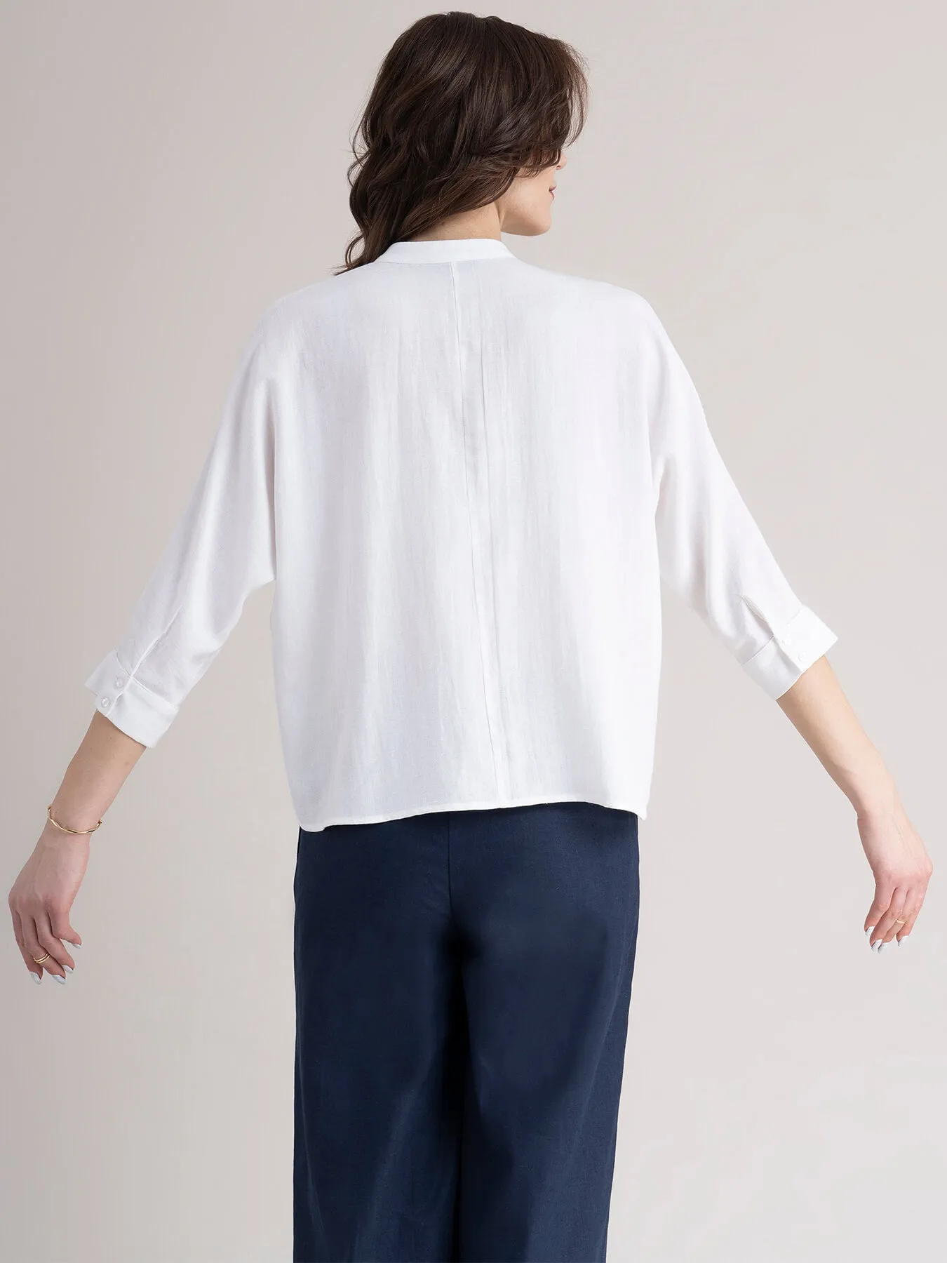 Cotton Dolman Sleeve Top - White