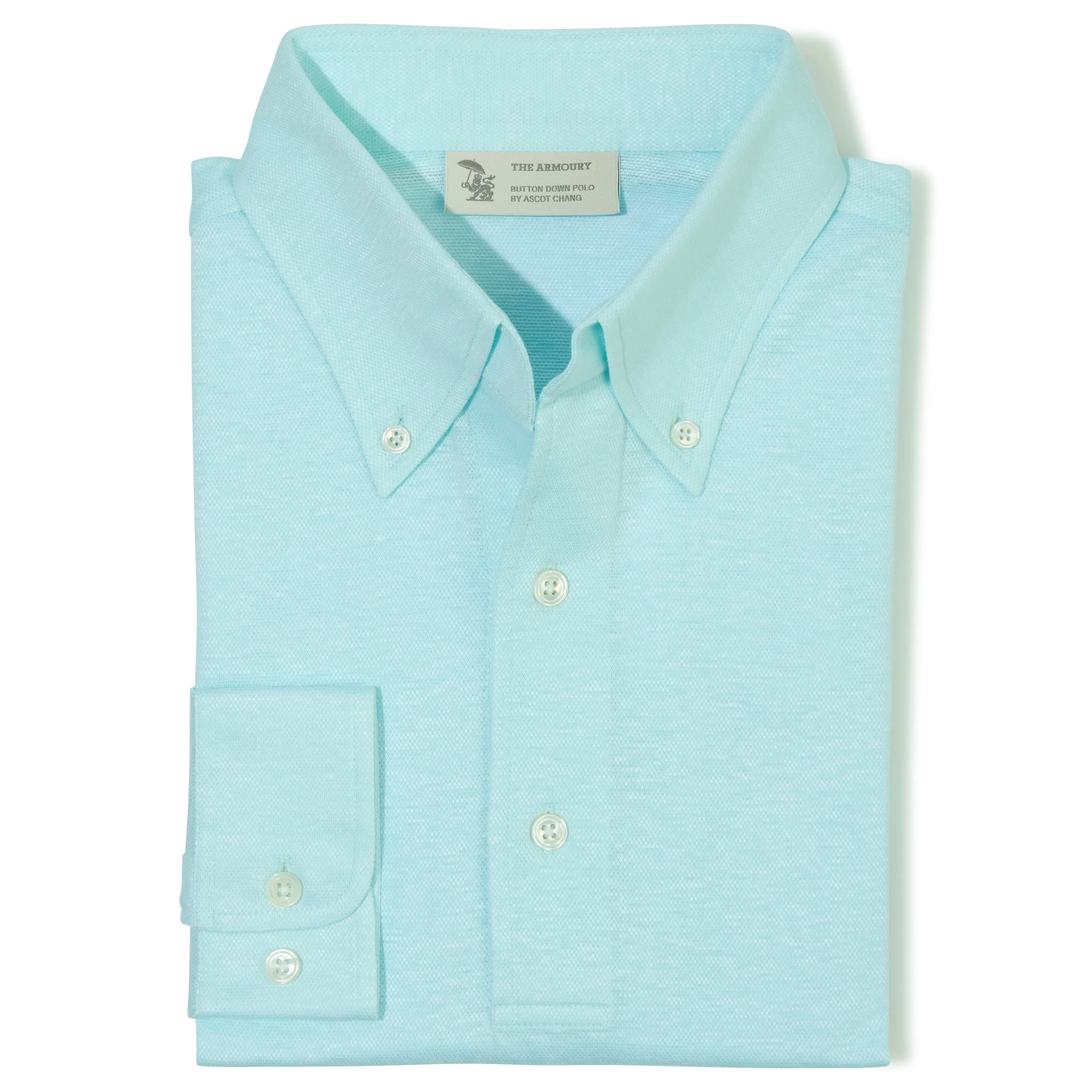 Cotton/Linen Long-sleeve Button-down Polo