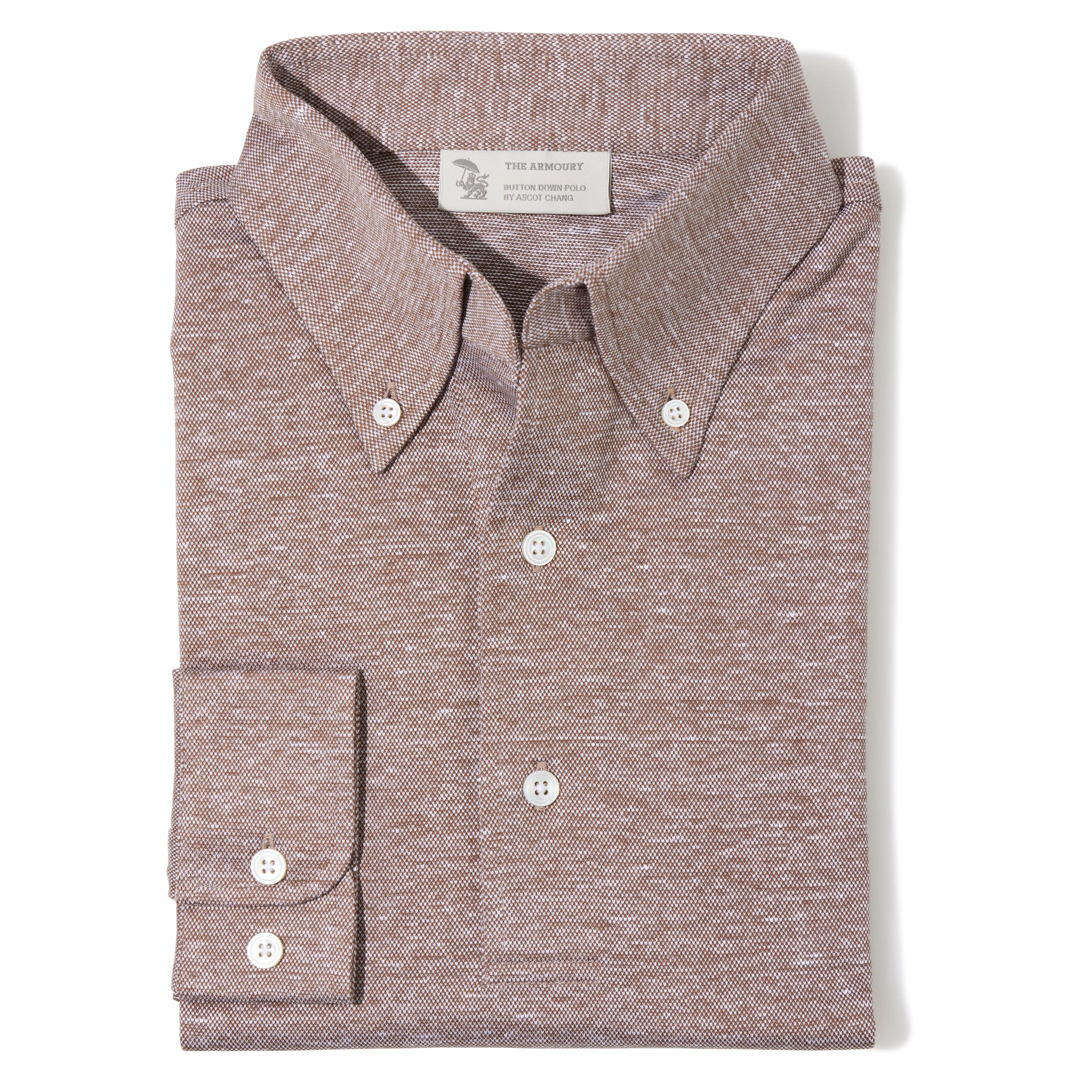 Cotton/Linen Long-sleeve Button-down Polo