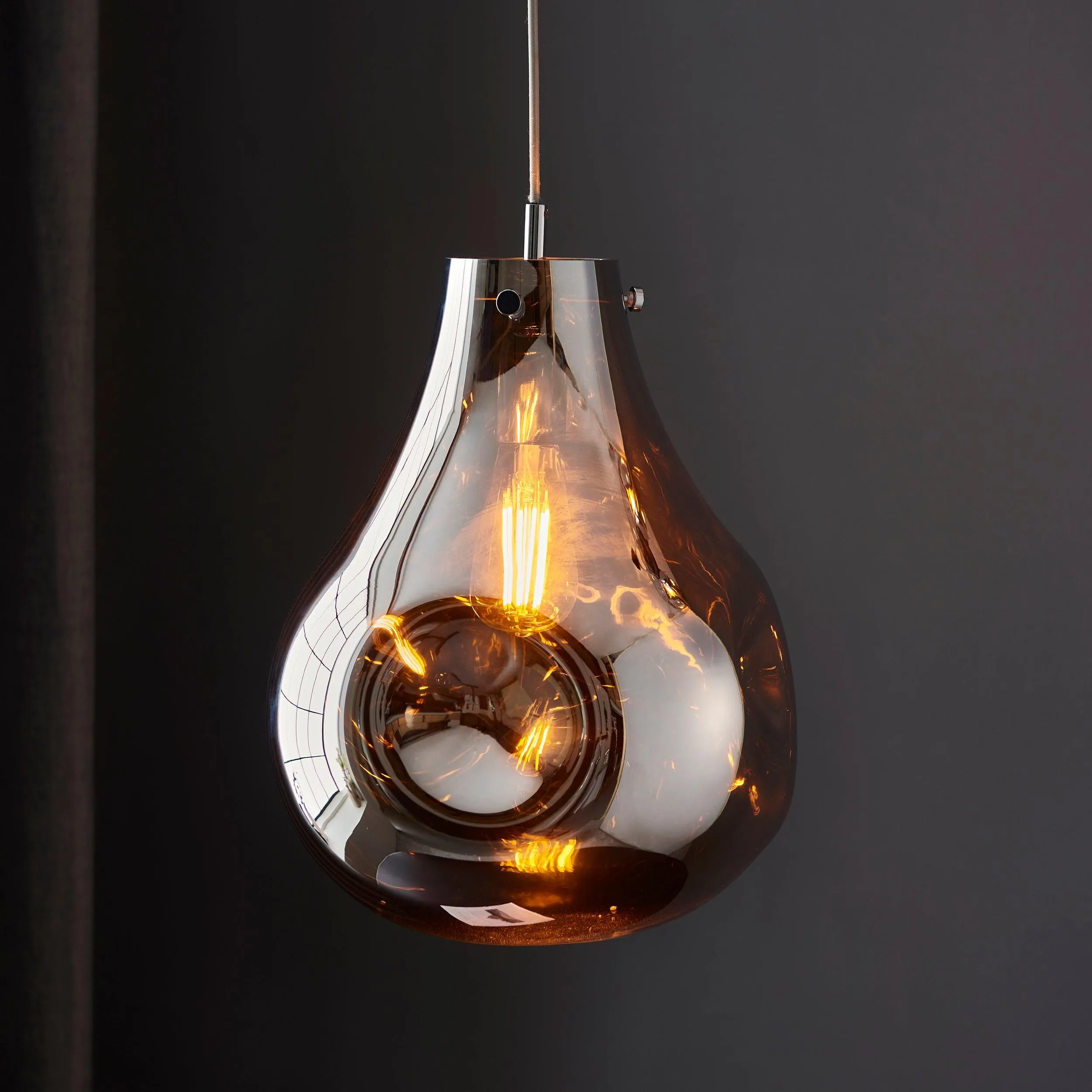 Dazzle Large Metallic Chrome Glass Ceiling Pendant Light