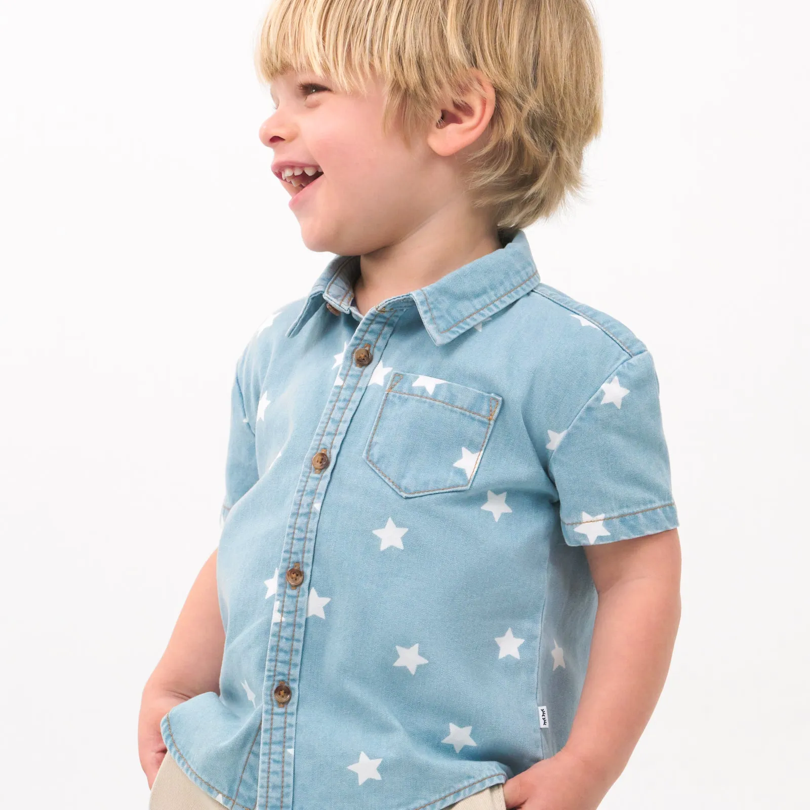 Denim Stars Button Down Polo