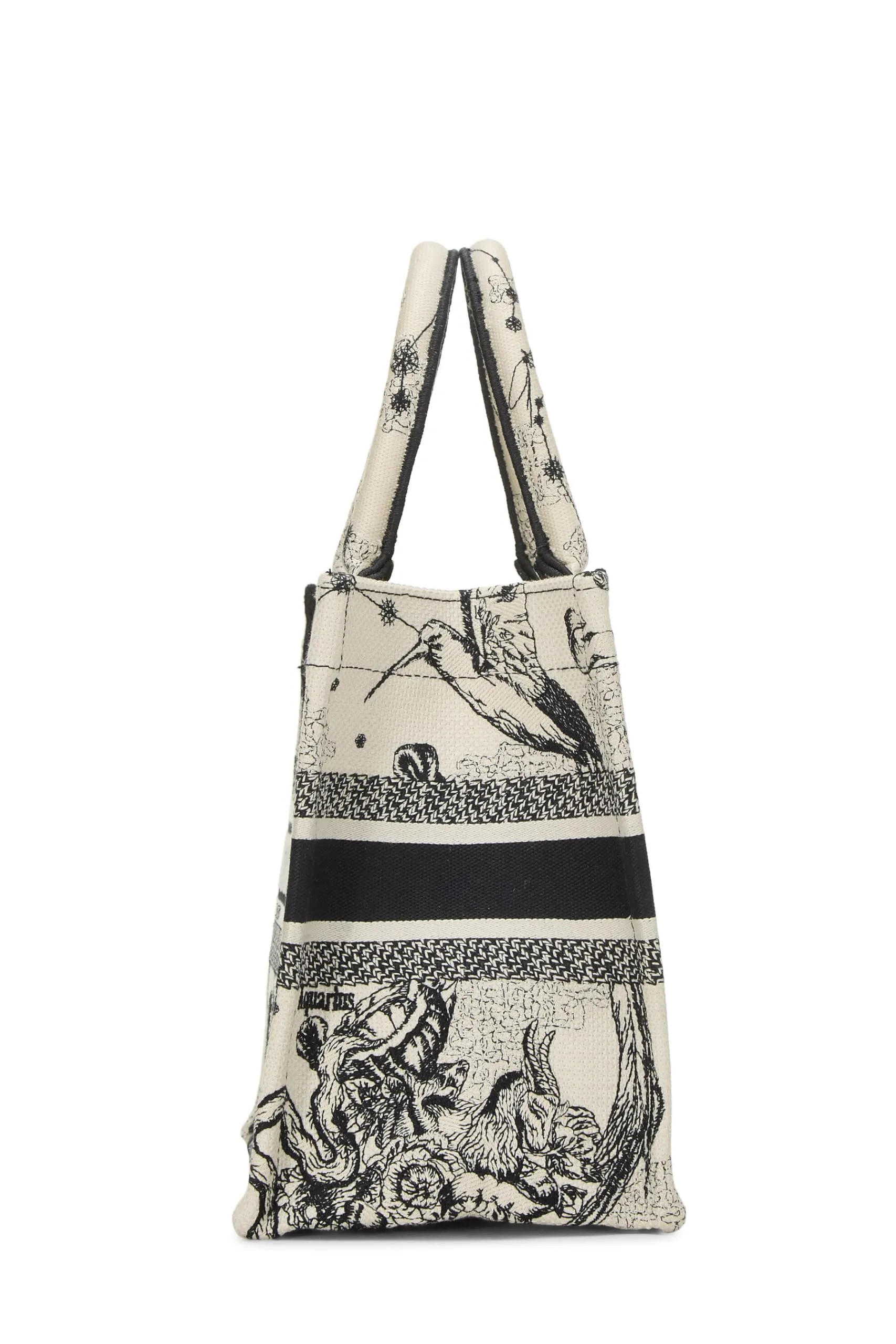 Dior,  Black & White Zodiac Embroidered Canvas Book Tote Small, White