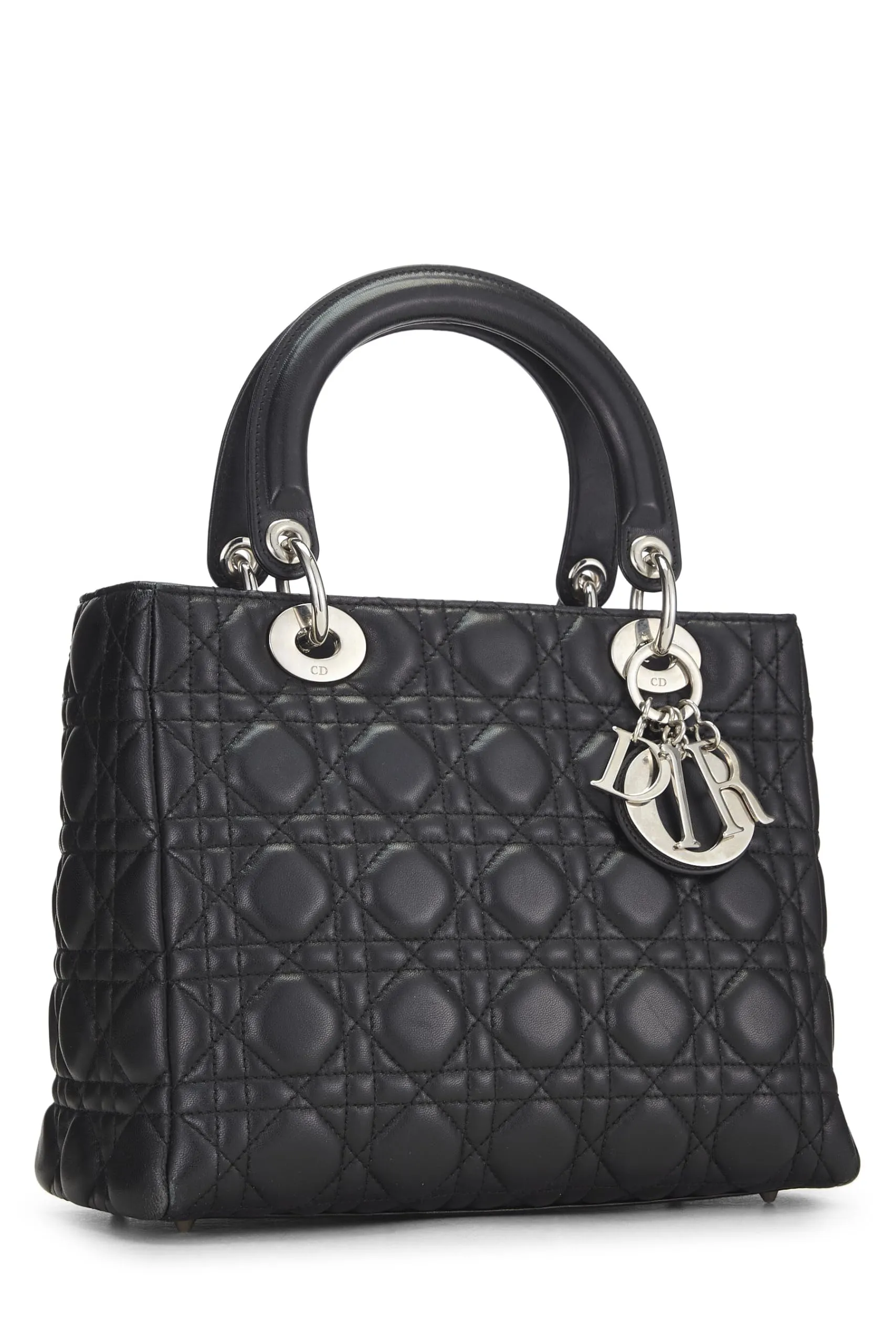 Dior,  Black Cannage Quilted Lambskin Lady Dior Medium, Black