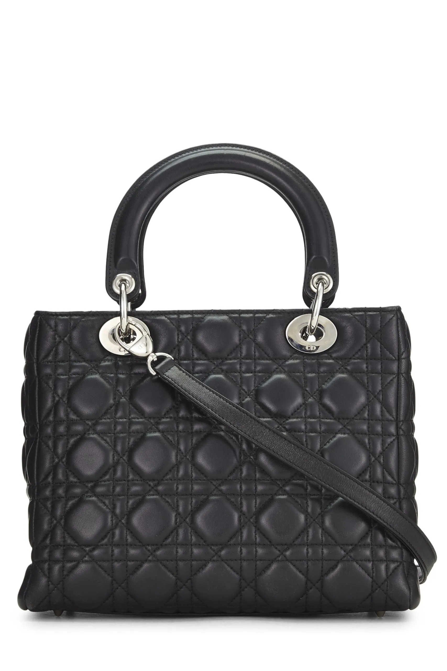 Dior,  Black Cannage Quilted Lambskin Lady Dior Medium, Black