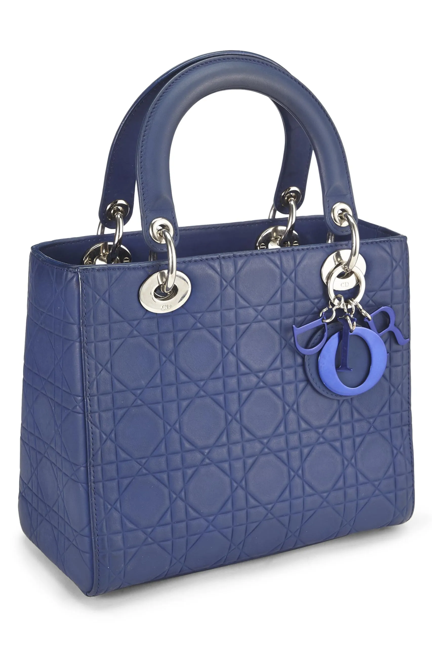 Dior,  Matte Blue Cannage Calfskin Lady Dior Medium, Blue