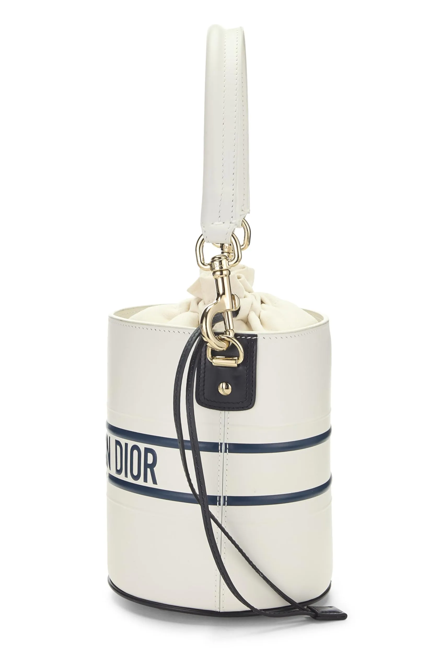 Dior,  White Calfskin Vibe Bucket Bag Micro, White