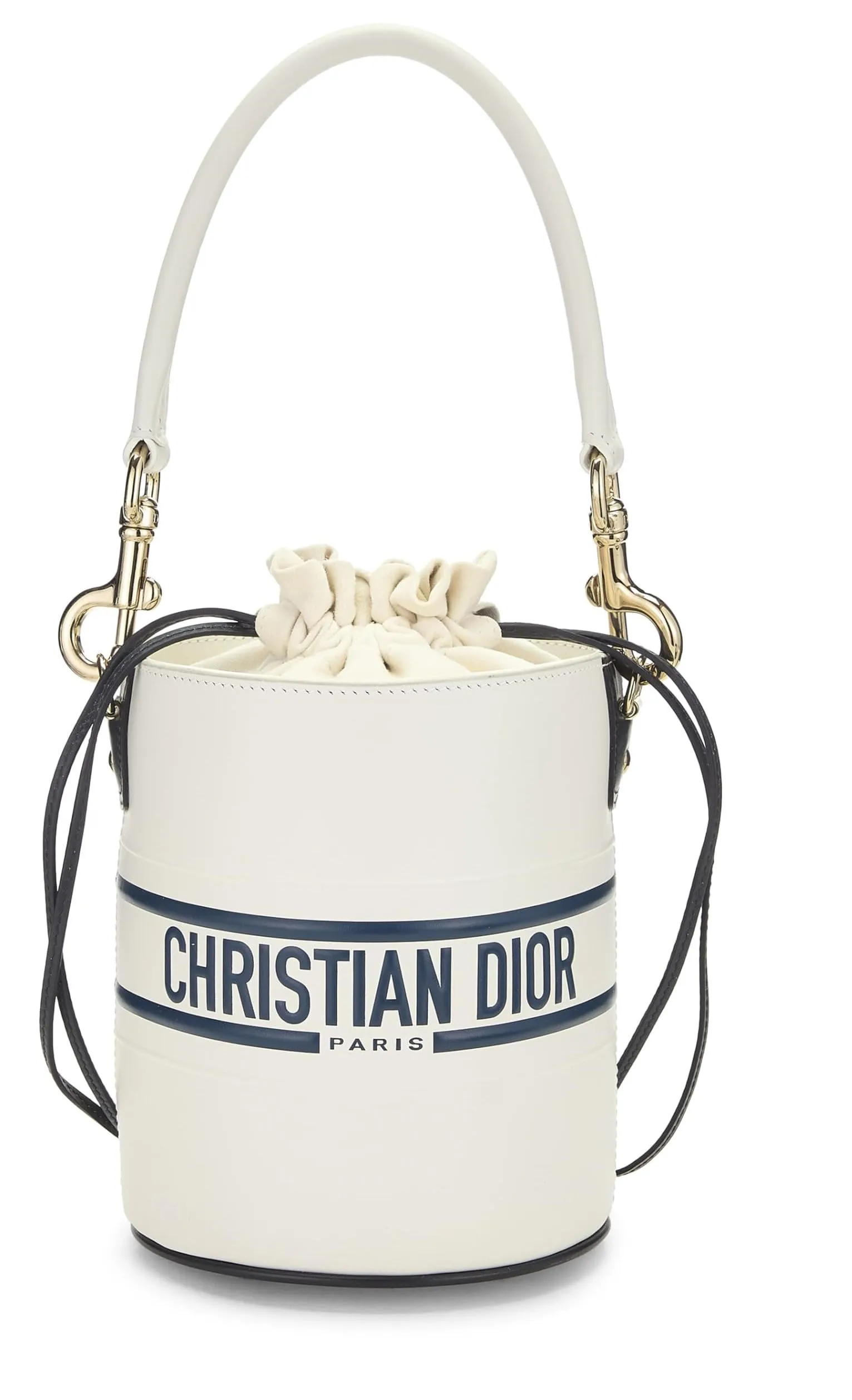 Dior,  White Calfskin Vibe Bucket Bag Micro, White