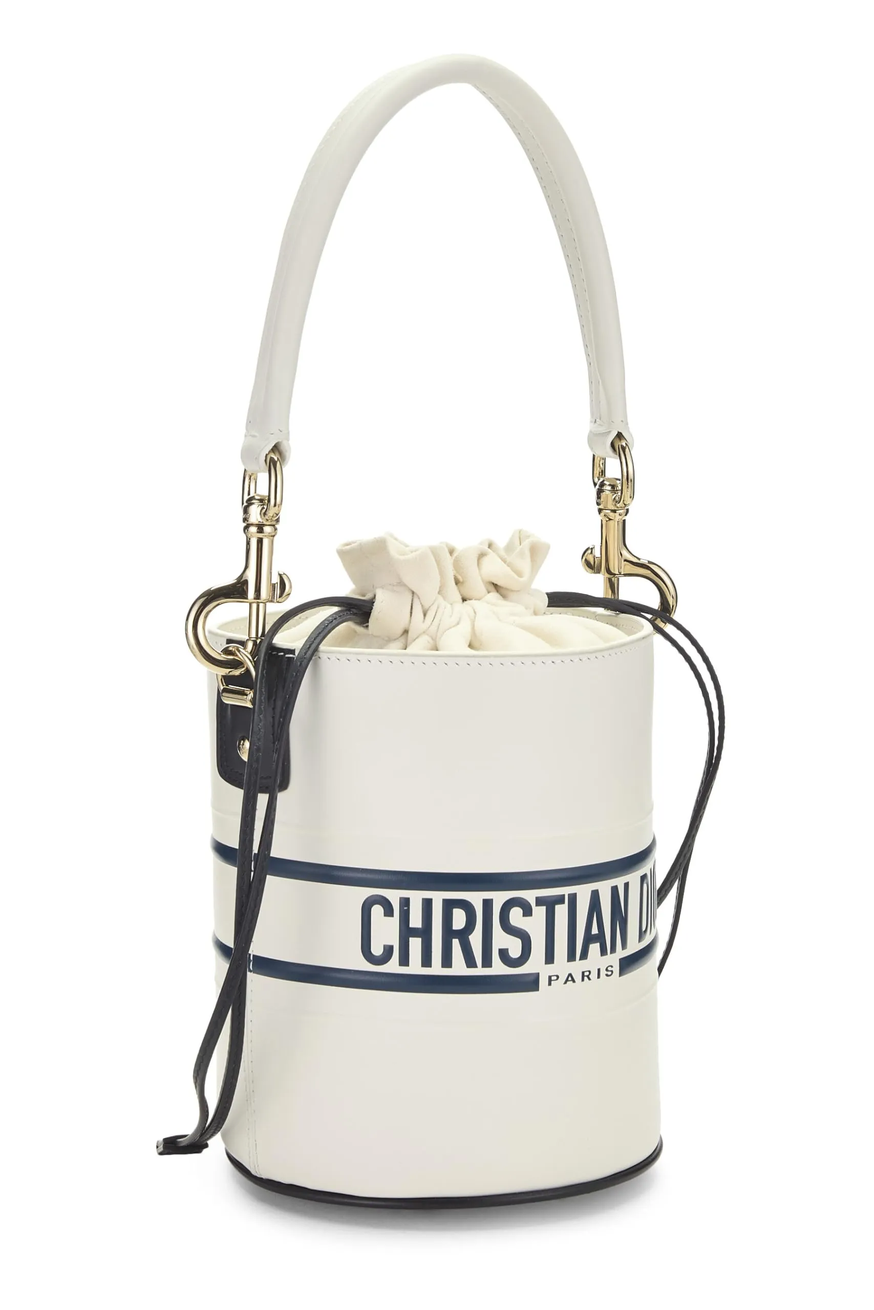 Dior,  White Calfskin Vibe Bucket Bag Micro, White