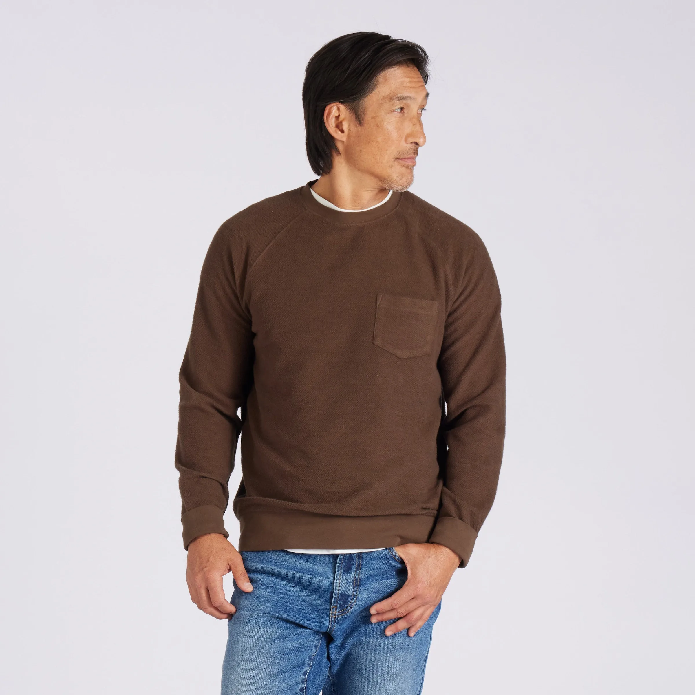 Dunlop Reverse Fleece Crew Neck - Dark Earth