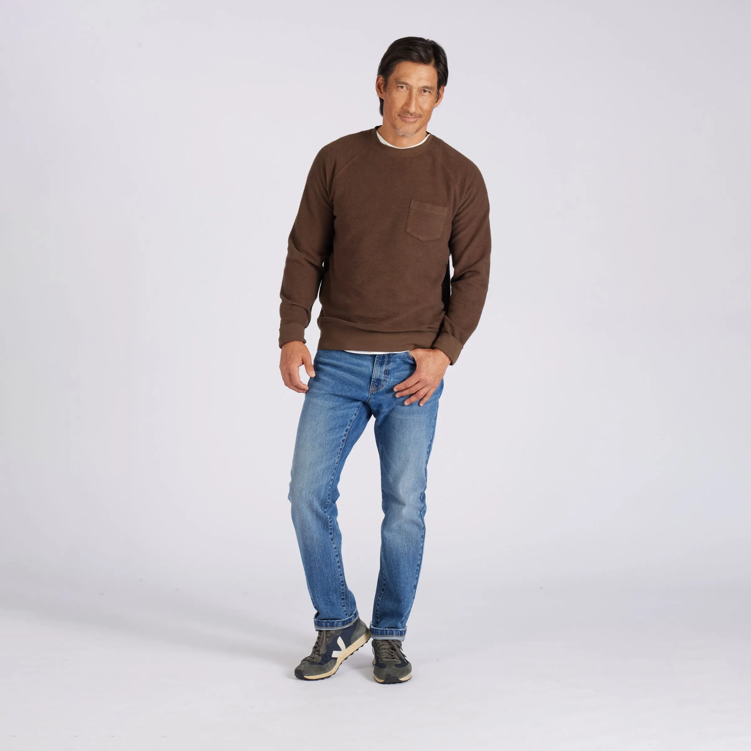 Dunlop Reverse Fleece Crew Neck - Dark Earth